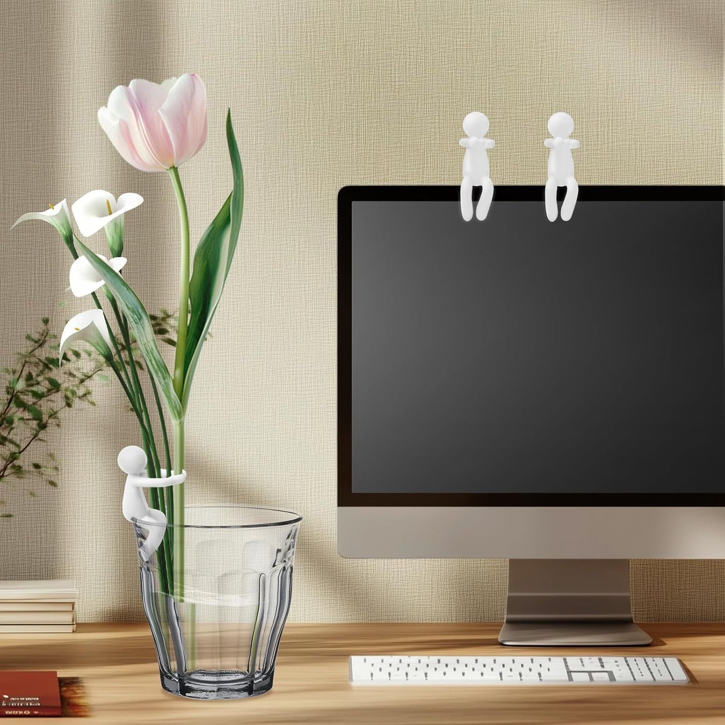 Plant Propagation Buddy, Plant Cutting Holders People, Plant Nurturing Decorative Plant Supports, Propagation Friends for Indoor Gardens or for Sprouts, Stems, Shoots and Cuttings(3PCS-White)