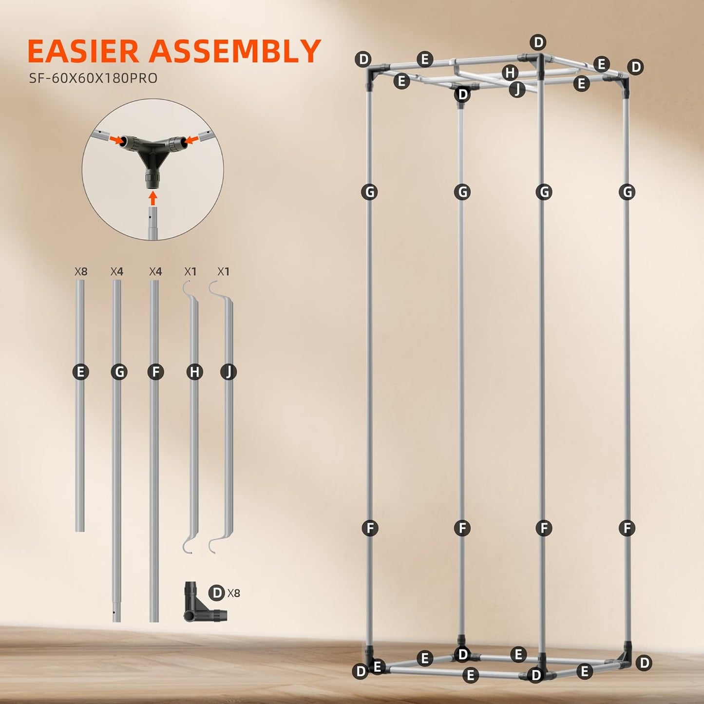 Spider Farmer Pro Series 2x2x6 Grow Tent, 24"x24"x72" with Roll-up Door, Observation Window Floor Tray, 2000D Thicken Mylar Canvas, 2x2 for Hydroponic Indoor Growing for SF1000, SF1000, SE1500, G1500