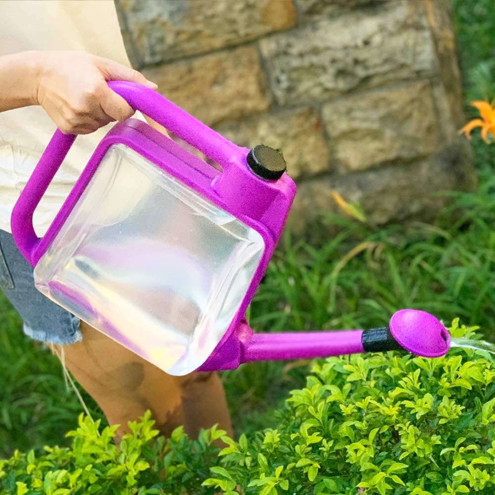 Centurion 1408 Foldable Clear Plastic Watering Can,1.5 Gal with Rotating Nozzle, Long Stem Spout, Compact Ergonomic Design with Sprinkler & Pouring System Ideal for Indoor/Outdoor Gardening - Lavender
