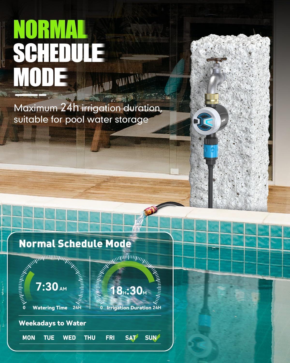 RAINPOINT Bluetooth Hose Timer with Brass Inlet,Smart Water Timer for Garden Hose with Rain Delay/Manual/Auto Watering, App Control