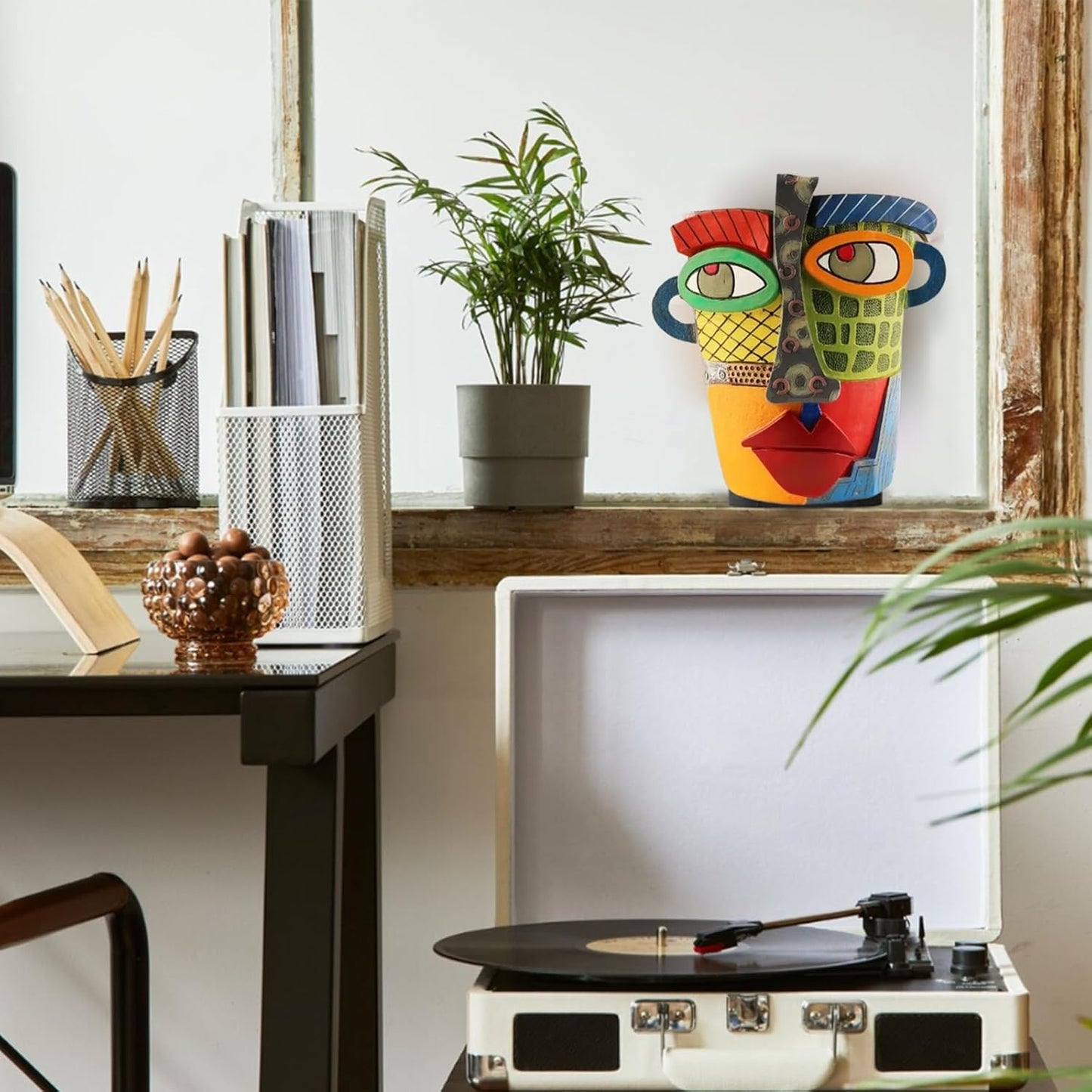 New Picassos Abstract Beauty Face Flower Pot, Colorful Abstract Head Plant Pots, Interesting Decorative Flower Resin Flower Pot, Unique Flower Pots for Home Art Decoration (5in-B)