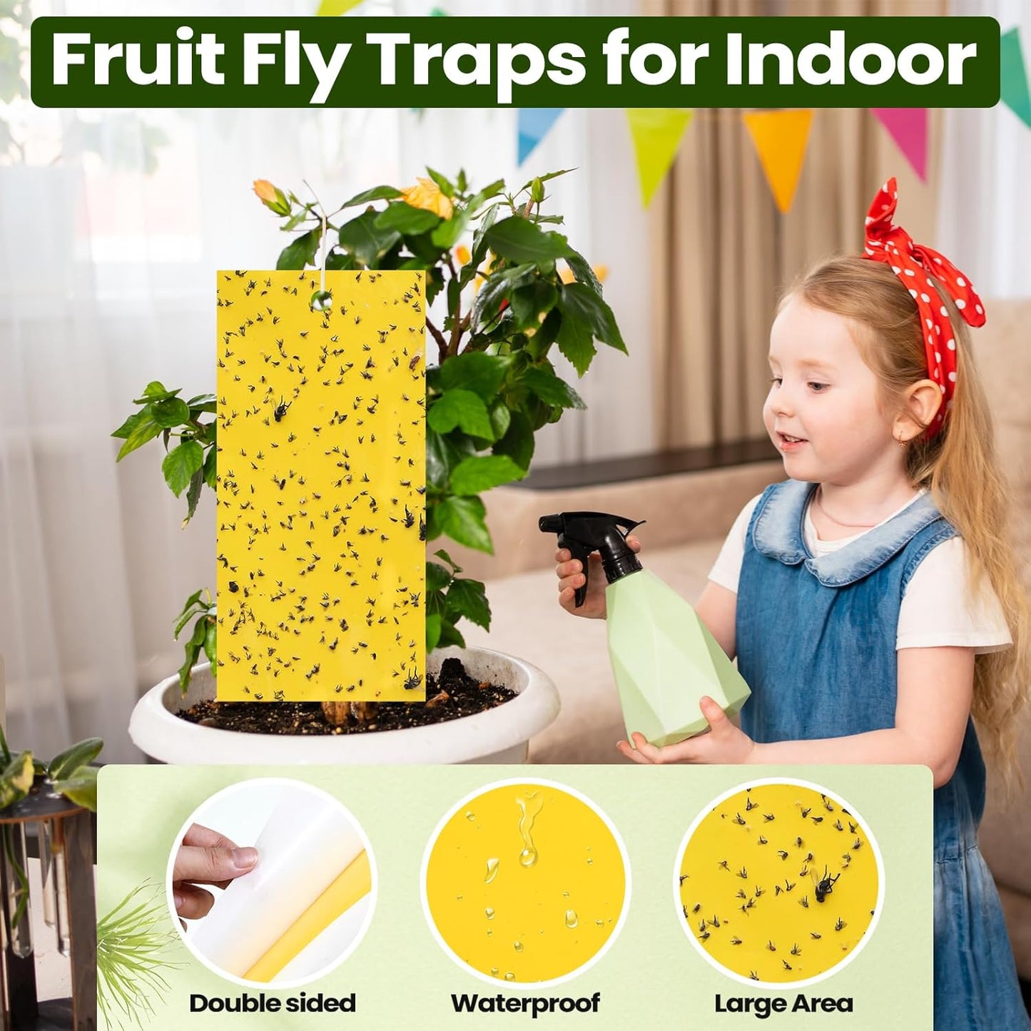 Qualirey 100 Pcs 7.87 x 3.9 Inch Sticky Traps for Plant Double Sided Sticky Trap for Gnats with Twist Ties Fly Traps for Fruit Insect Fungus Bugs Indoor Outdoor(Yellow)