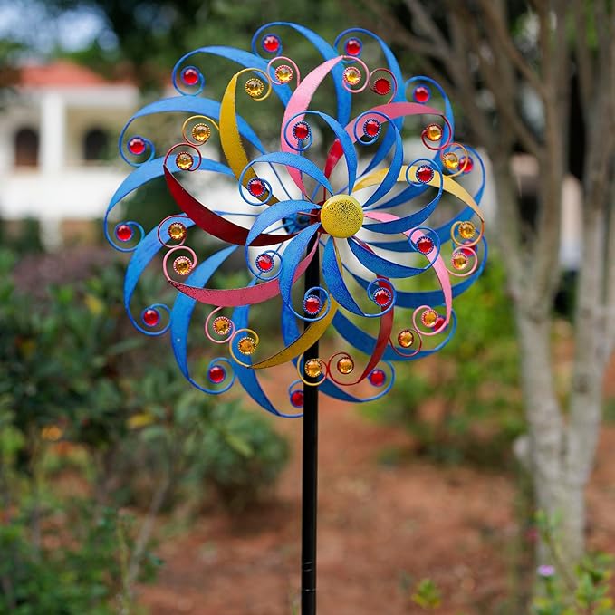 DREAMYSOUL Wind Spinners Outdoor Metal Large, 6.6 FT Extra Large Wind Spinner, Multicolor Windmills, Kinetic Wind Sculptures and Spinners for Yard Garden Outside Patio Lawn Decor