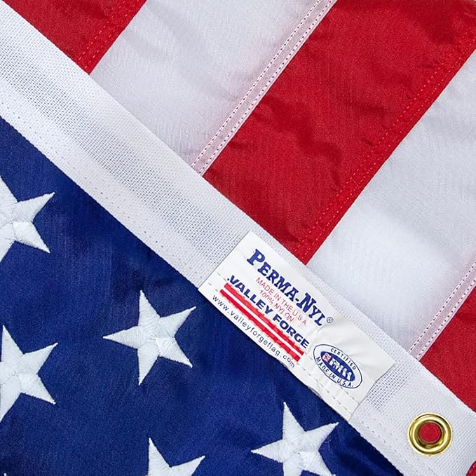 American Flag - 100% Made in the USA - 5' x 8' ft – Perma-Nyl Sewn Nylon with Grommets - Sturdy, Durable, and Patriotic - Great For Gardens, Homes, Patios and Cars - By Valley Forge Flag