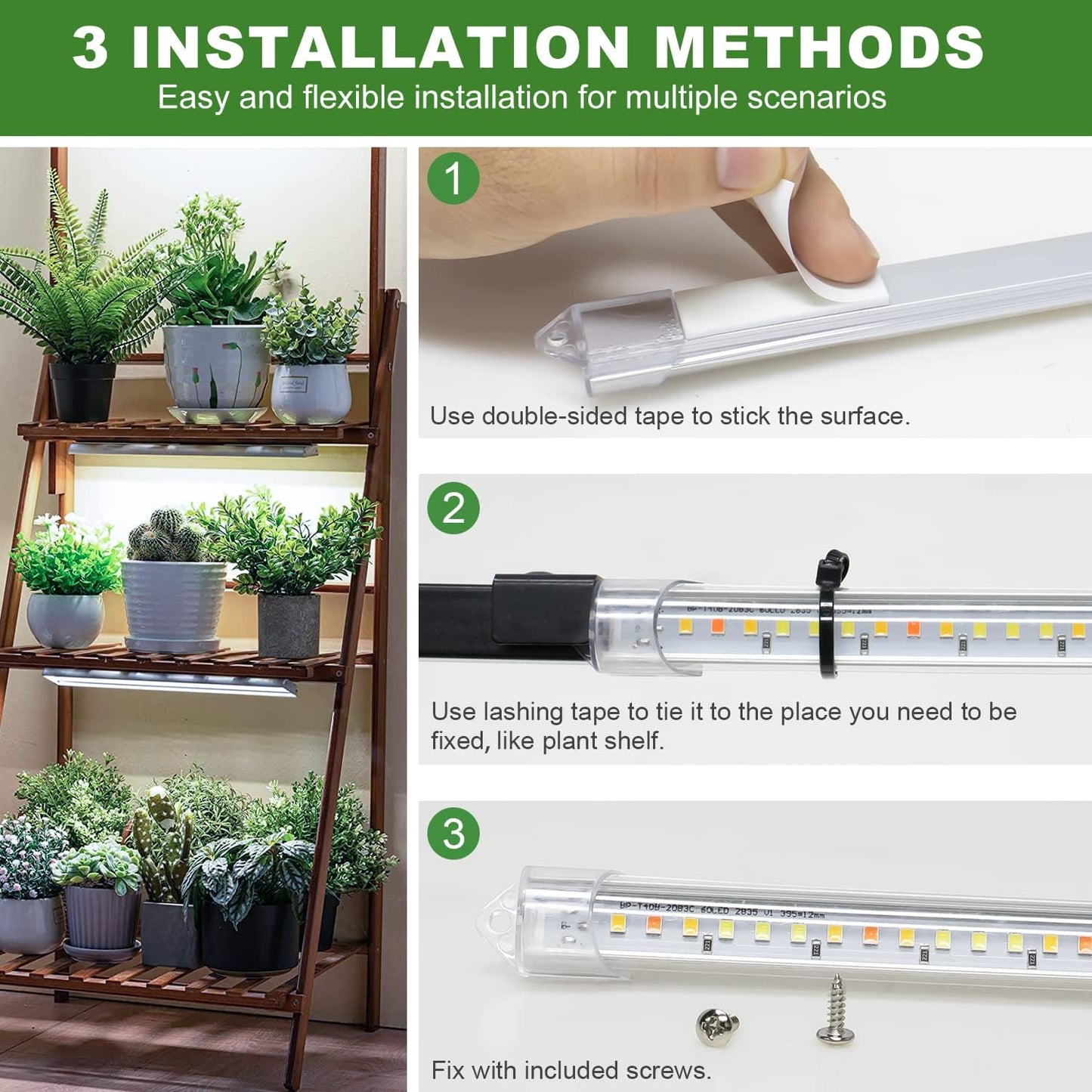 Grow Lights for Indoor Plants, 16" Full Spectrum Plant Grow Light Strips with Upgrade Timer 6/12/16 Hrs, 5 Dimmable Levels, 120 LEDs Sunlight Growing Lamp for Indoor Greenhouse, Seedlings