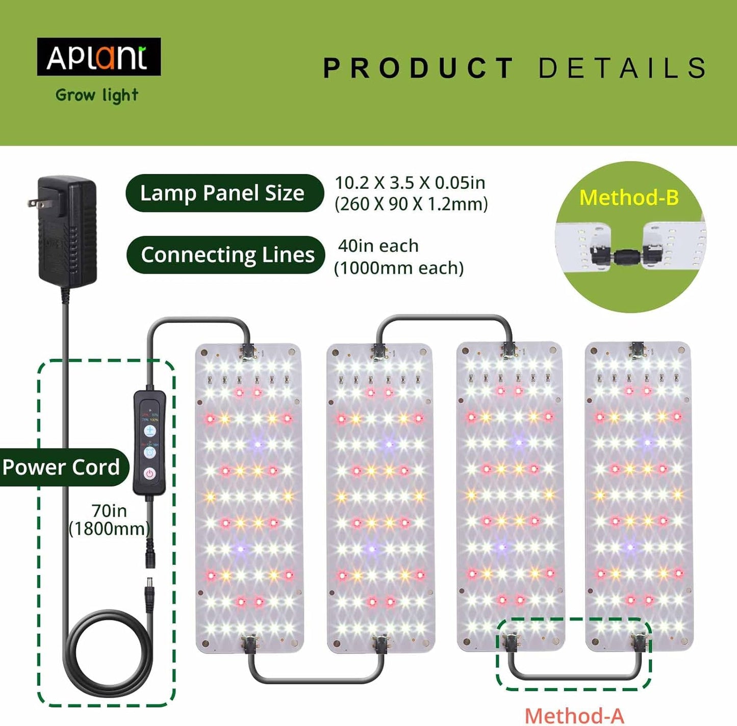 Plant Grow Light, Slim Space-Saving Grow Lights for Indoor Plants, 50W Dimmable Indoor Plant Lights with 6/12/16h Timer, Expandable Full Spectrum Grow Lamp Strip for Greenhouse, Germination