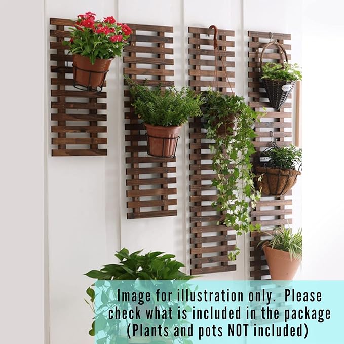 ShopLaLa Wall Planter - Wooden Hanging Planter for Indoor Plants, Plant Stand, Air Plant Succulent Holder, Vertical Garden. Large Wall Decor for Living Room, Room Decor for Teens, 60cm (23.6")