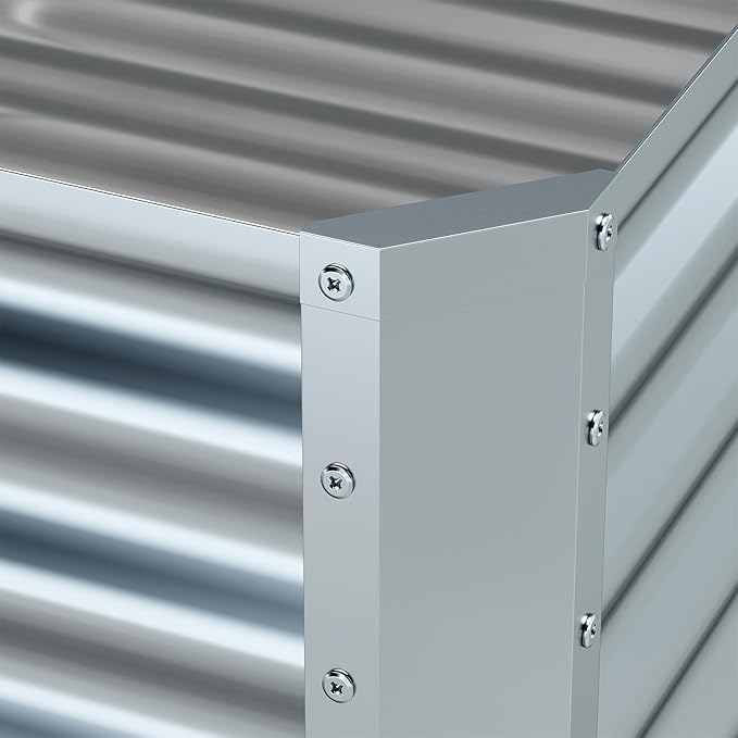 EKX 4x2x2FT Galvanized Raised Garden Bed, Raised Garden Bed Kit-Metal Planter Box Outdoor,Planting for Vegetables, Fruits,Herbs, Flowers-Slive