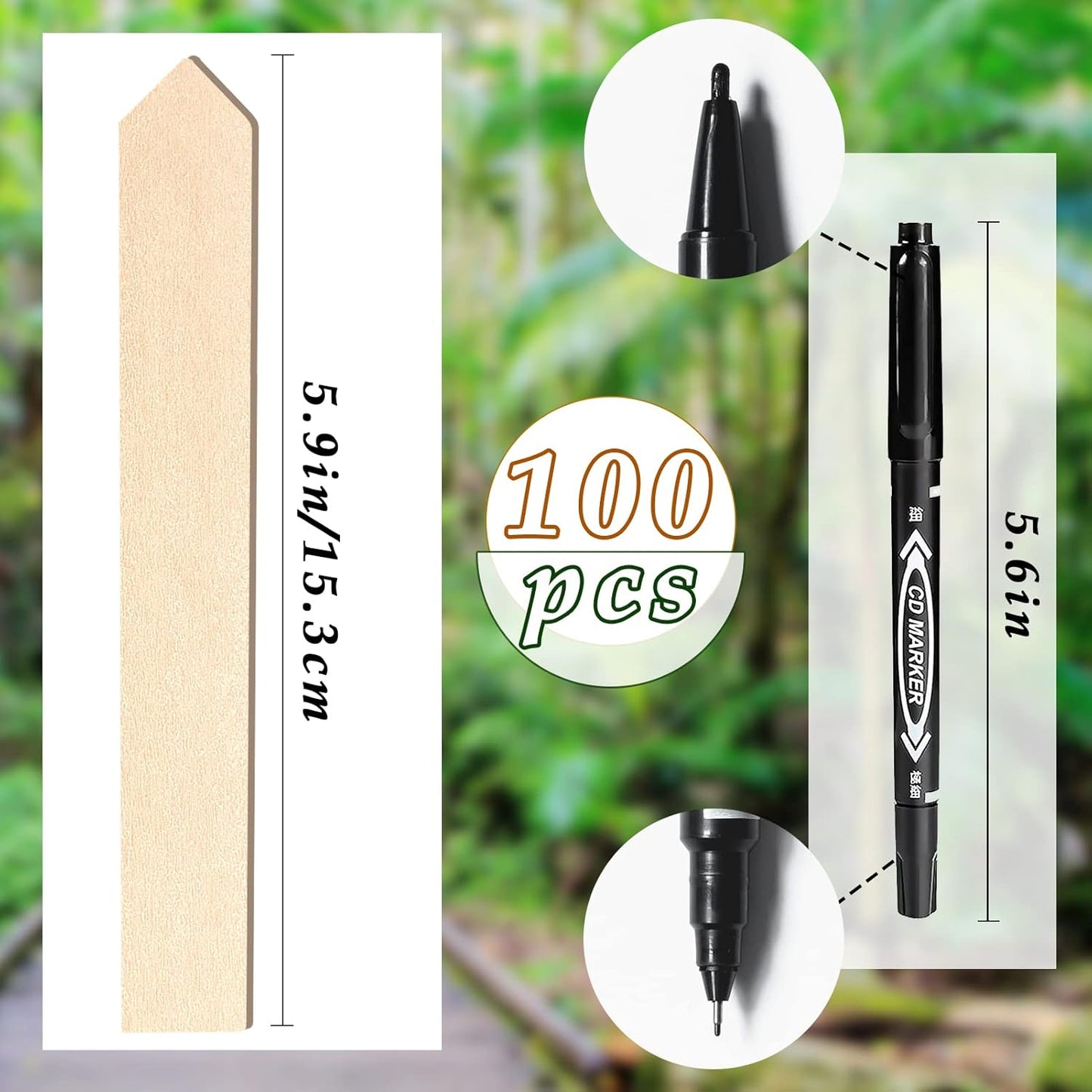 Zkptops 100Pcs Wooden Plant Labels Plant Tags 6 Inch Garden Plants Markers Waterproof Seed Labels Markers Sticks Outdoor Garden Label Stakes Sign Wooden Plants Name Tags for Seedling Vegetables Flower