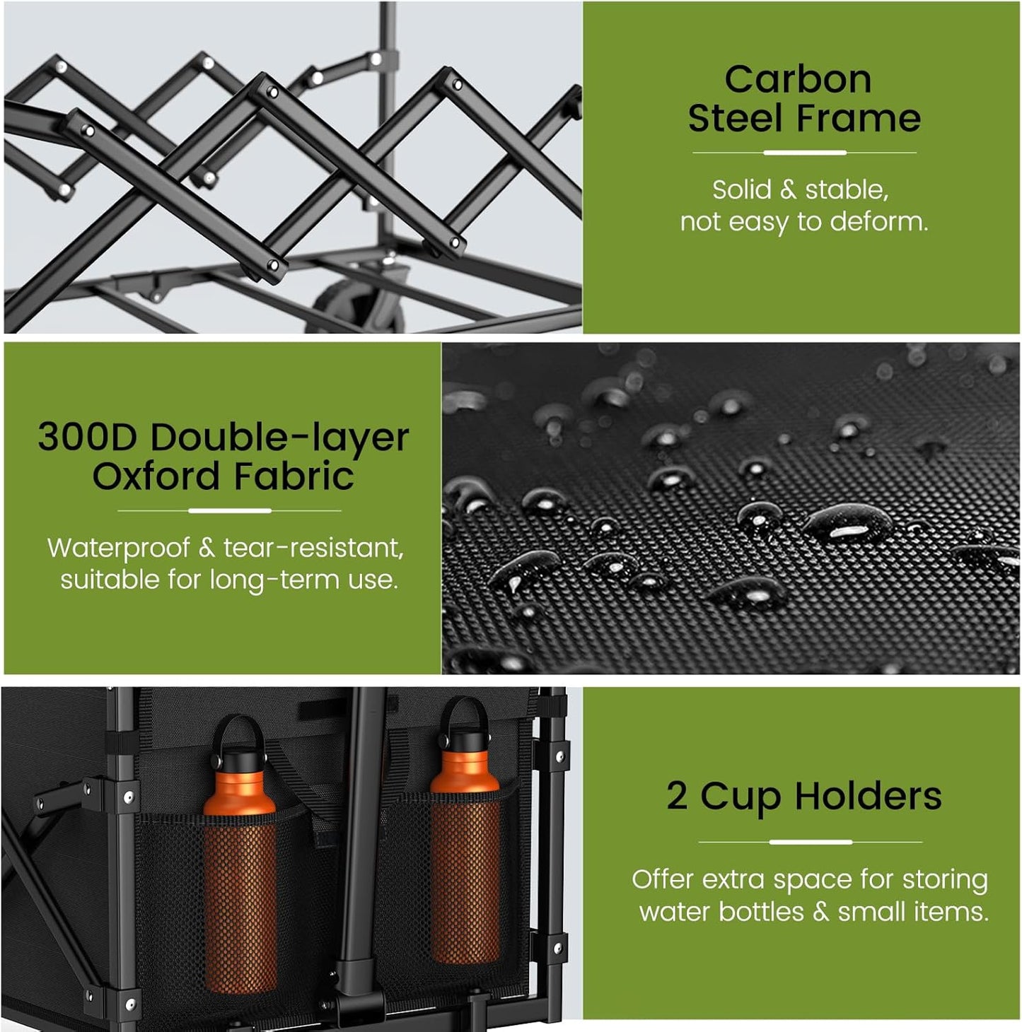 Collapsible Wagon with Wheels, 220 lbs Wagons Carts Foldable Wagon Cart with Flexible Handle, Lightweight Portable Folding Utility Grocery Shopping Cart for Grocery Sports Garden Camping