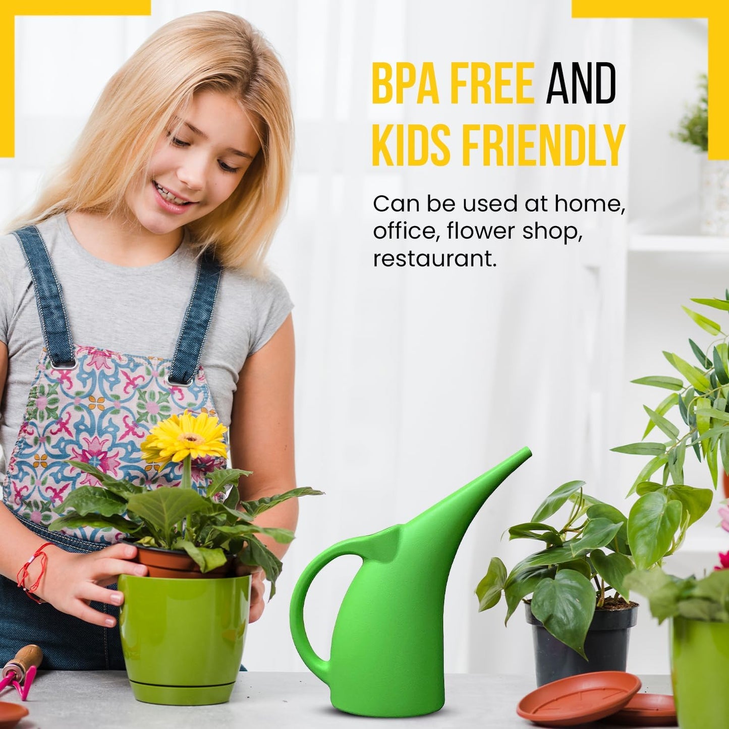 KP KOOL PRODUCTS 1/2 Gallon Watering Can - Small Plastic Green Plant Waterer for Indoor & Outdoor Use - 1 Pack