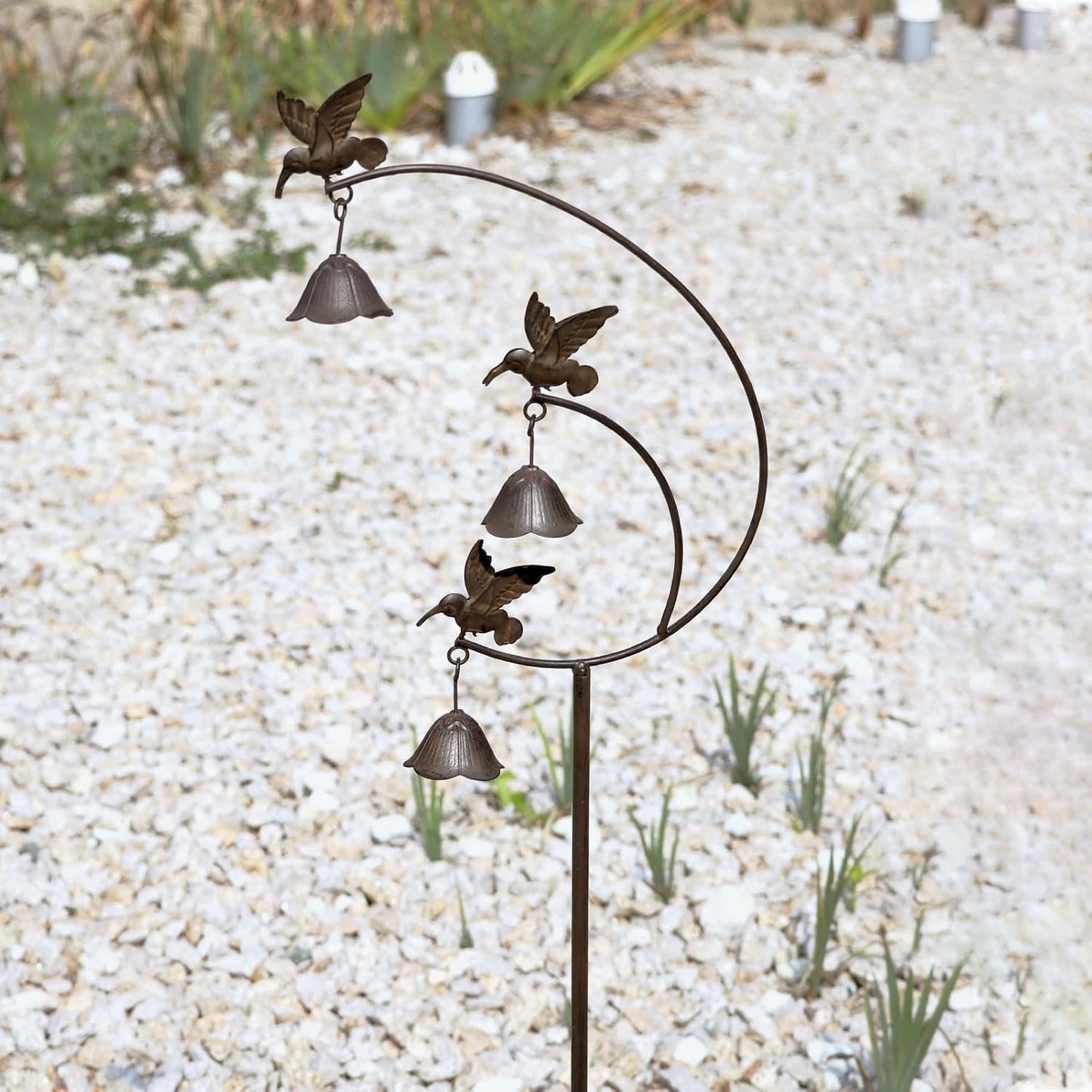 Gardens Metal Hummingbirds with Bells for Outside Garden Art,Decorative Garden Stakes