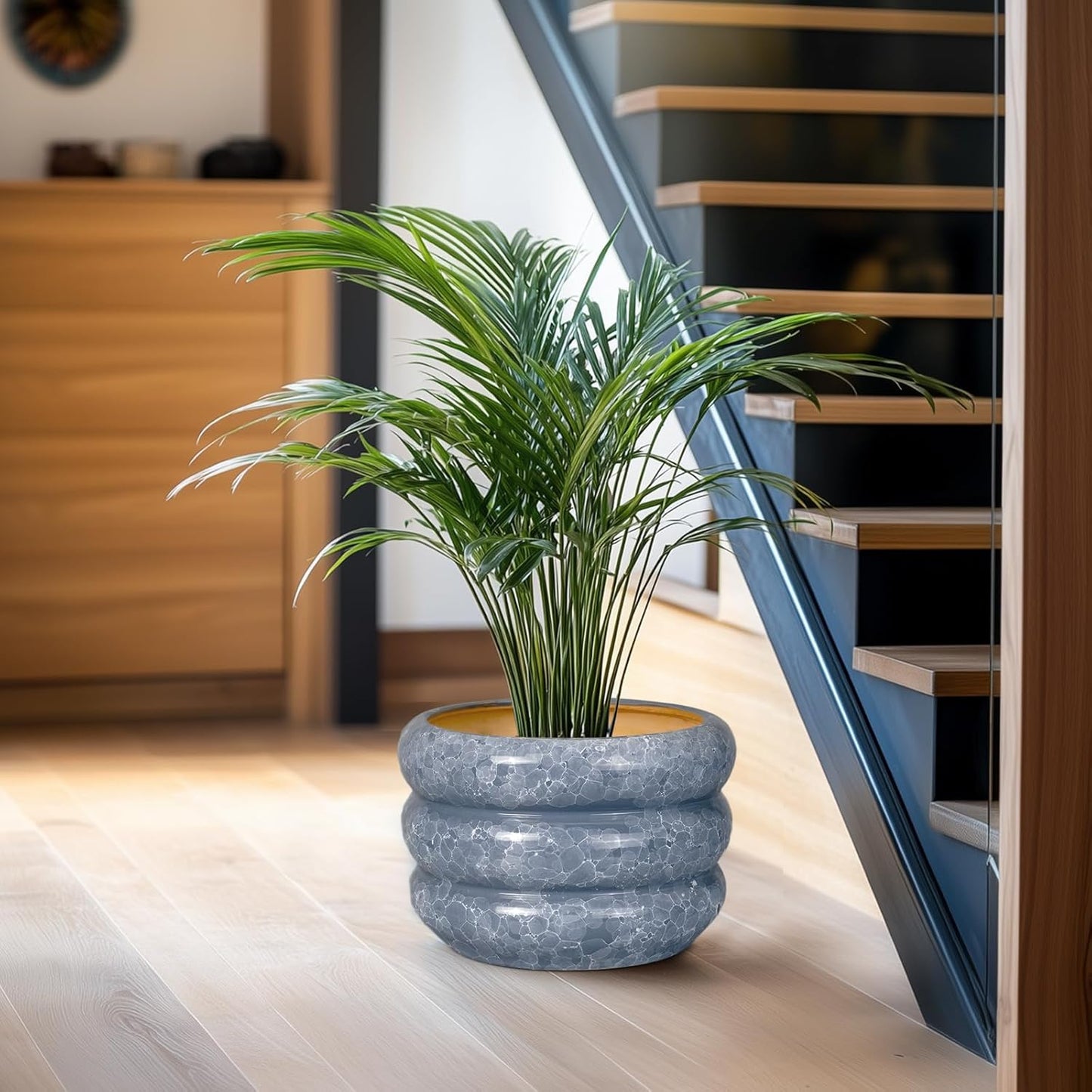 SQOWL Ceramic Planter 10 Inch - Indoor Plant Pot with Drainage Hole Outdoor Planter Large Flower Pot Modern Decorative Plant Pot for Bathroom Room Decorations Gray