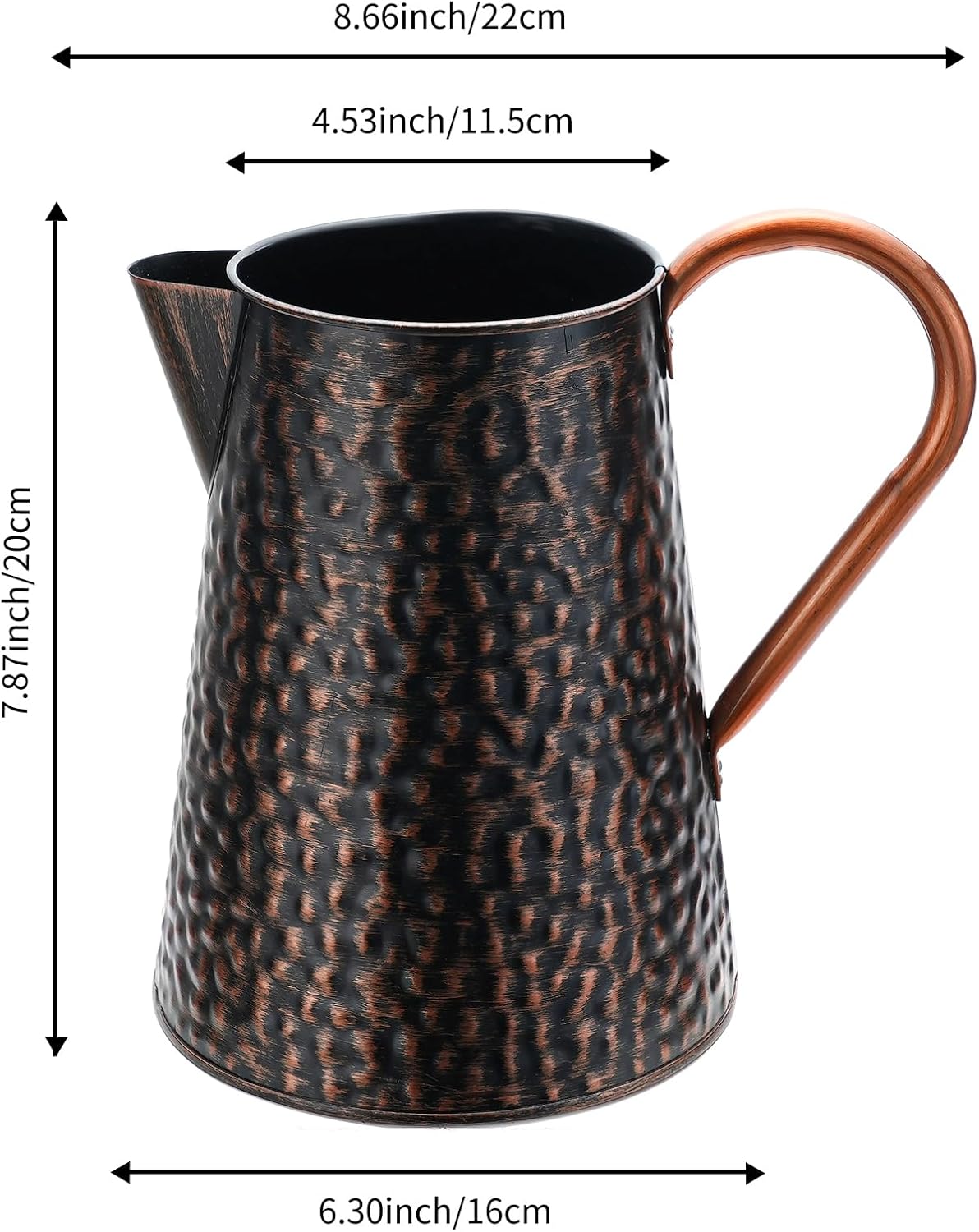 Copper Colored Metal Decorative Watering Can Metal Flower Milk Jug Vase Pitcher Holder for Indoor Outdoor Plants