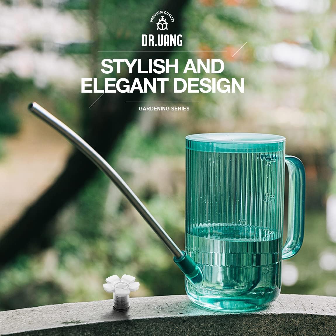 Small Watering Can Indoor Plants with Long Spout (1L, Emerald)