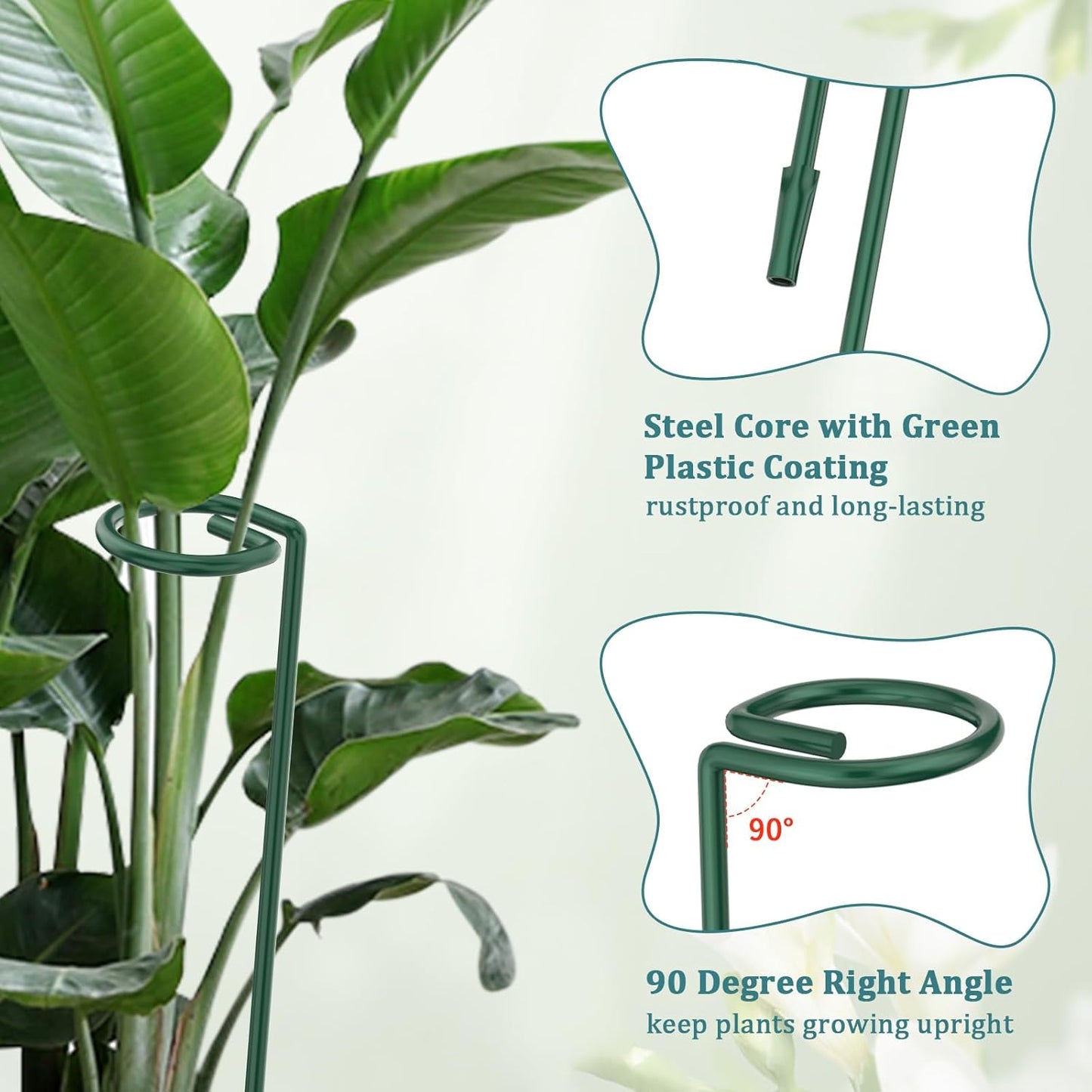 Plant Stakes for Indoor Outdoor Plants, 6 Packs 31.5 inches Plant Support Stakes with Twist Ties and Clips, Climbing Plant Sticks Garden Flower Stakes Support Hoops for Tomato, Pepper, Peony