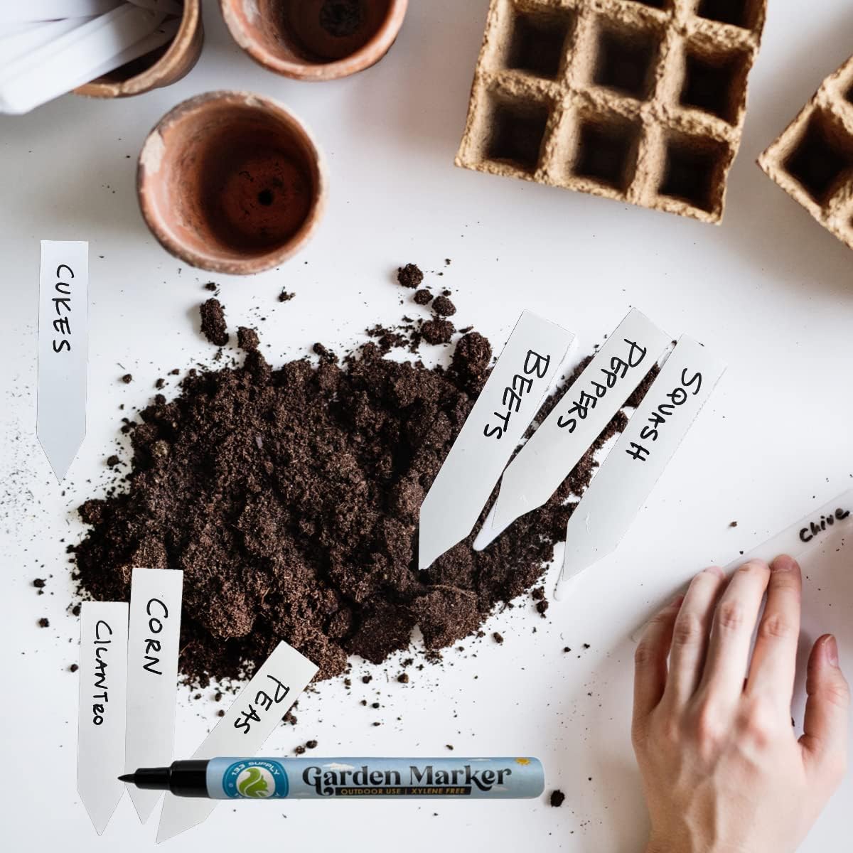 Permanent Black Markers - 4 Pack Garden Marker Pens (No Plant Tags) - 133 Supply