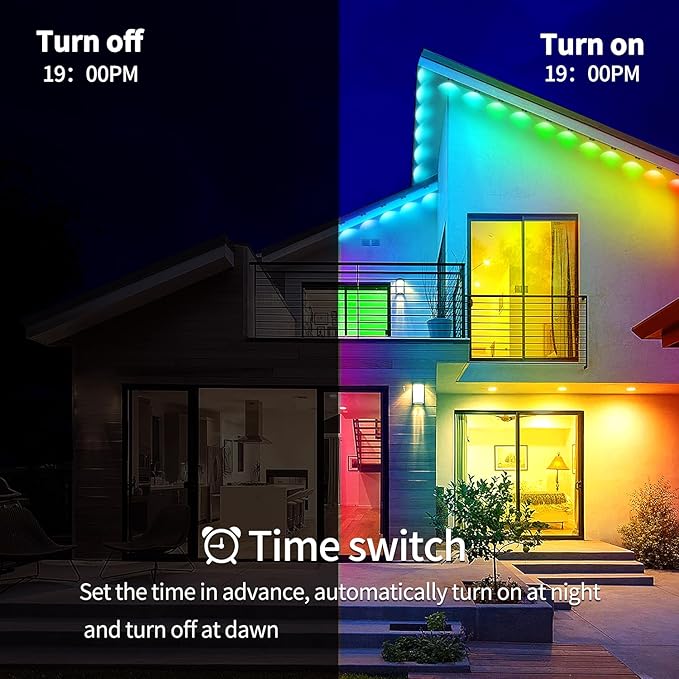 500ft Permanent Outdoor Light,RGB Eave Lights Music Sync IP67 Waterproof Outdoor Eave Lights Lighting, can be Used for Garden,House,Party,Holiday Decoration(2 Rolls of 250ft)