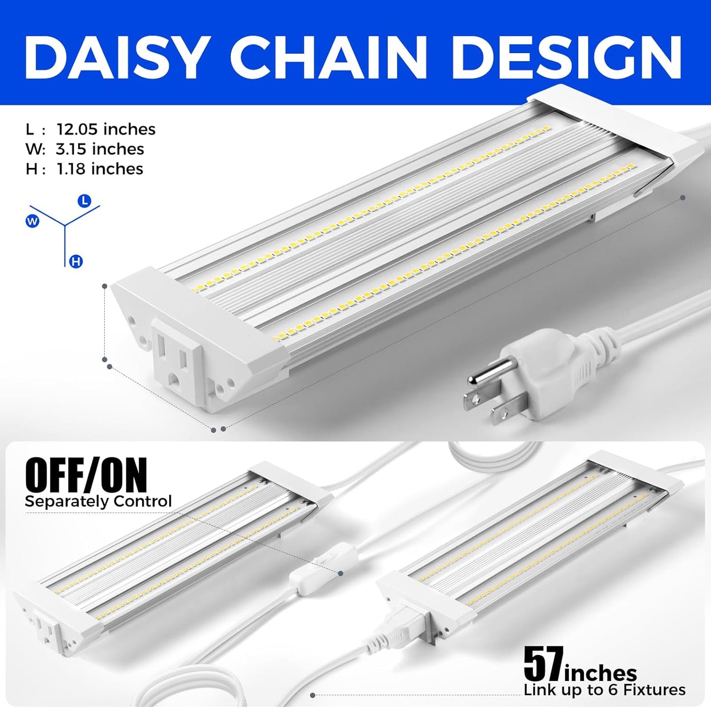 Barrina TX18 1FT Grow Light, 18W(90W Equivalent), High PPFD, 5000K Daylight Full Spectrum LED Grow Light Strip, Plant Light for Greenhouse Indoor Growing, Seedling with On/Off Switch, Linkable, 1 Pack