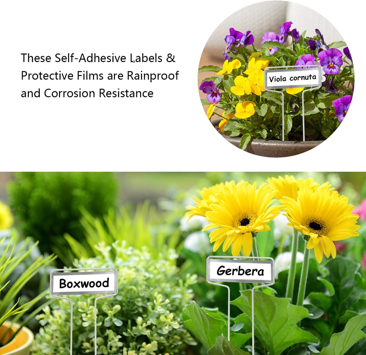 25PCS Zinc Metal Plant Tags Plant Labels with 50Pcs Labels, Rainproof PET Film & Permanent Pen, 10" Weatherproof Banner Garden Markers, Marking Protection Seedling Signs Nursery Tags
