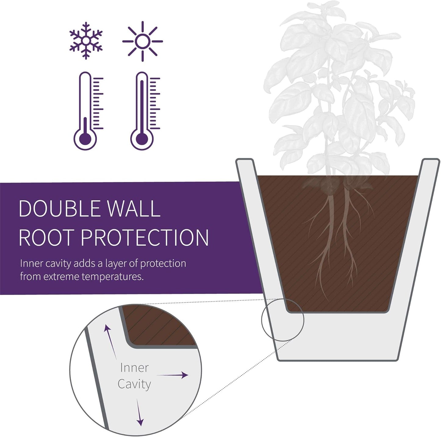 Crescent Garden Madison Planter– Weather-Resistant, Double Walled Indoor/Outdoor Plant Pot with Drain Hole – Large Plastic Plant Pot, 26" W (Old Bronze)