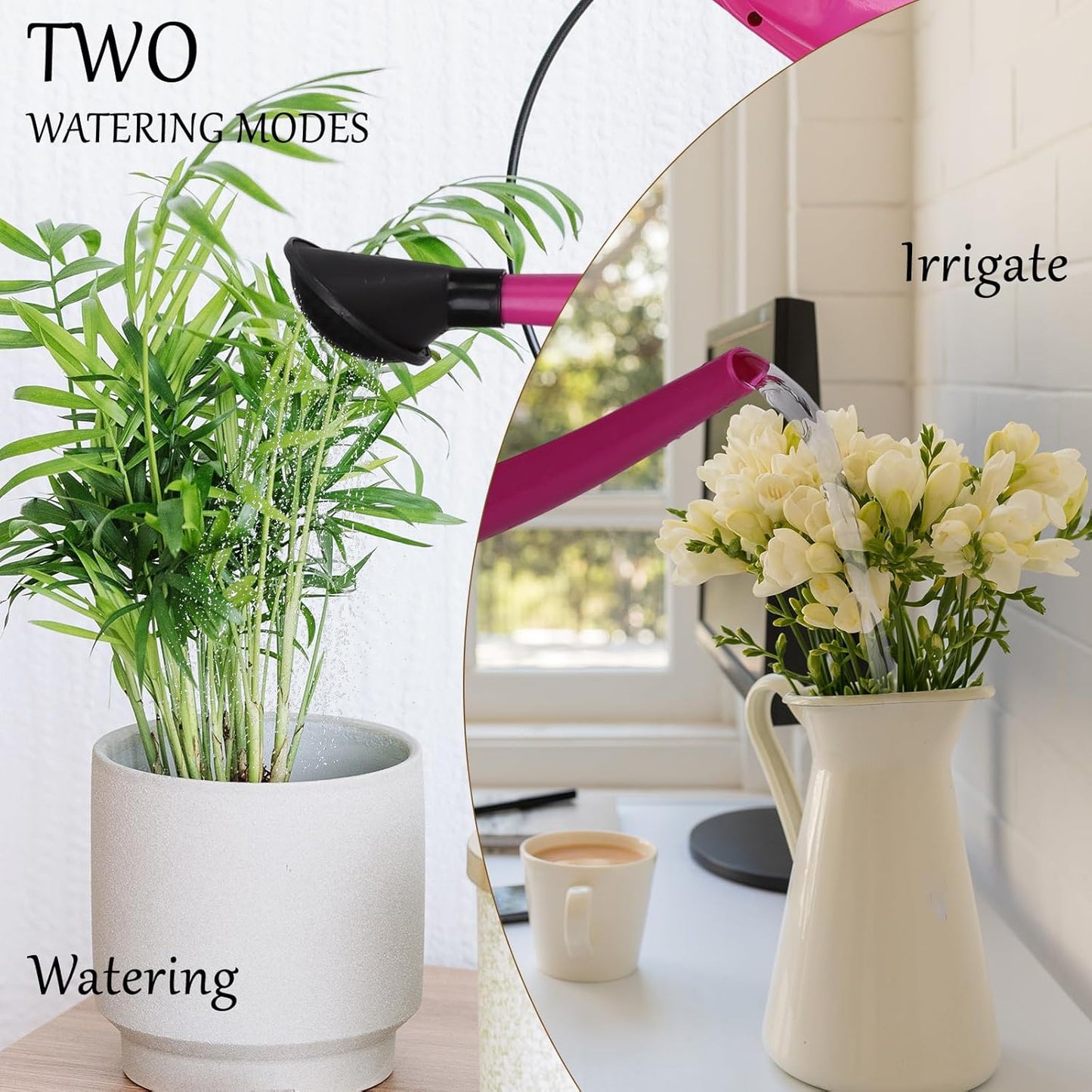 Watering Can 1.6Gal Transparent Plastic with Comfort Grip Handle for Indoor & Outdoor Plants(Rose Red)