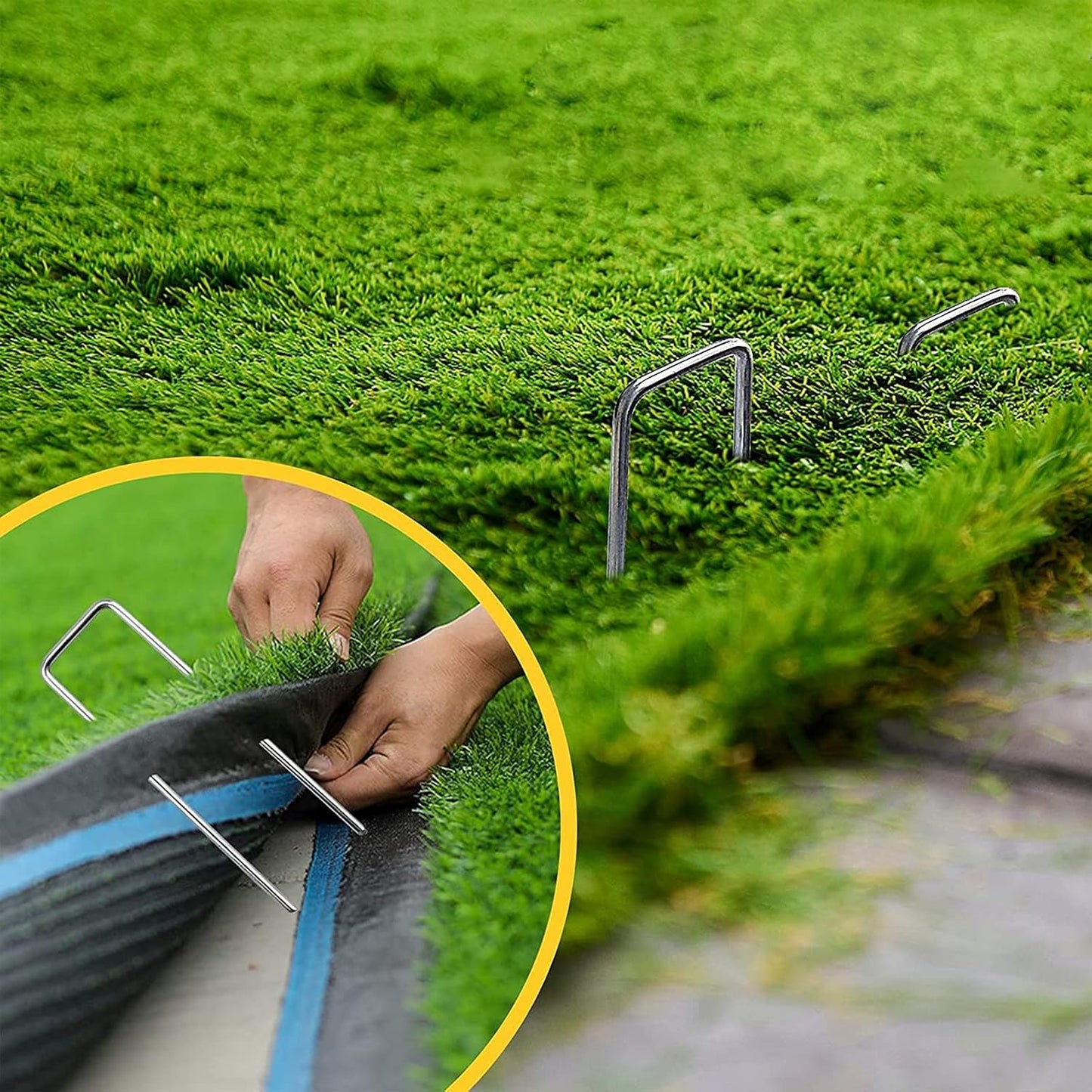 Landscape Staples 4 Inch 300 Pack Garden Stakes, Heavy Duty Galvanized Garden Staples for Fences, Lawns, Weed Barriers and Landscape Fabrics, Netting, Irrigation Hose (300)