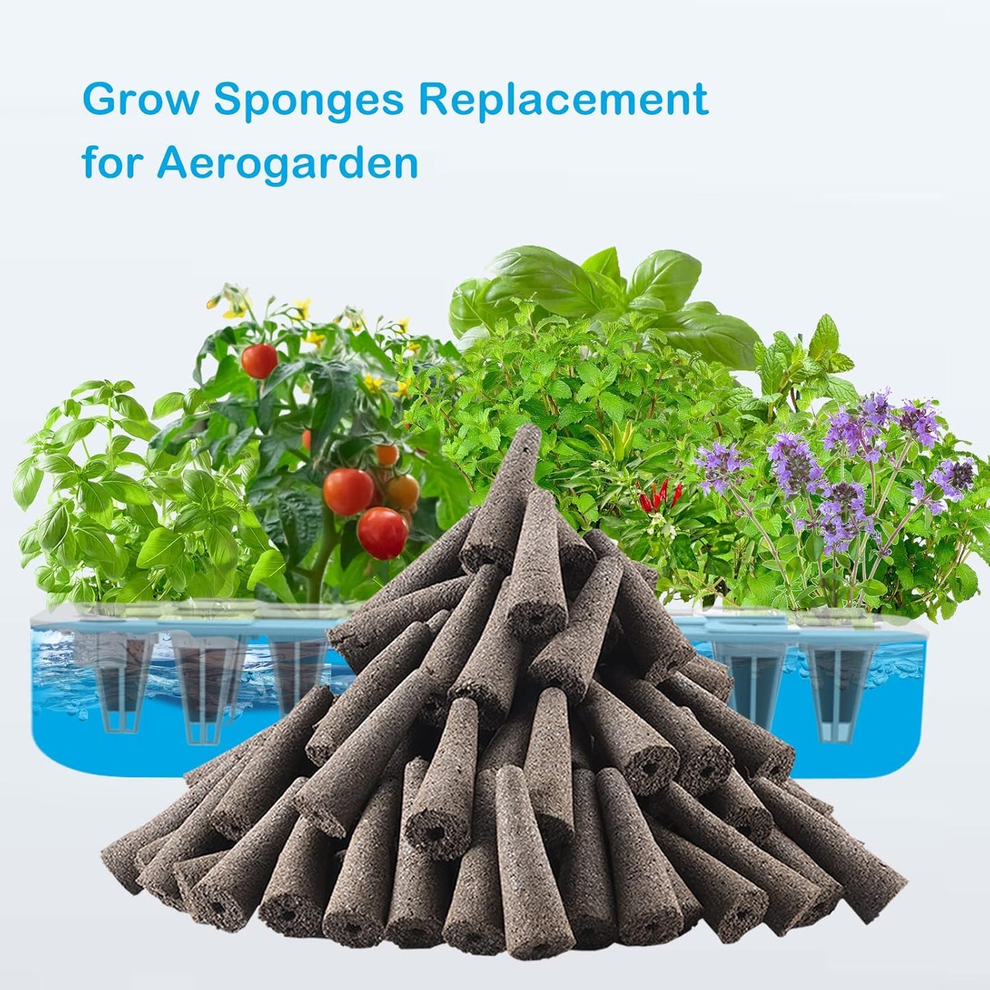 100 Pack Hydroponics Sponge,Replacementpre-Grow Sponges,Hydroponics Growing System Kit Compatible with Aerogarden sponges,Supplement pods for hydroponic Indoor Garden Growing System