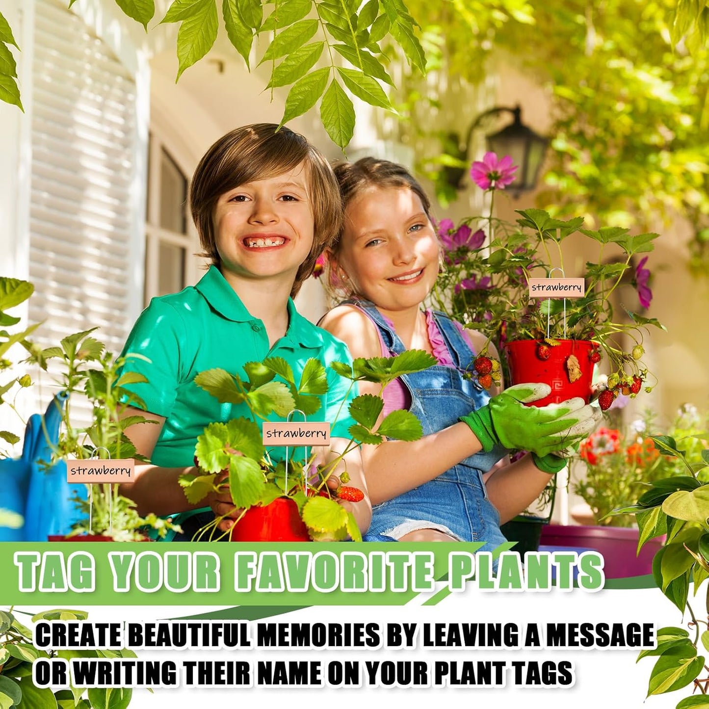 Maitys 60 Pcs Metal Garden Markers Plant Label Stakes Outdoor Weatherproof 10.6 Inch Stainless Steel Nursery Tags Bulk with 2 Pcs Pens (Rose Gold Label with Black Ink)