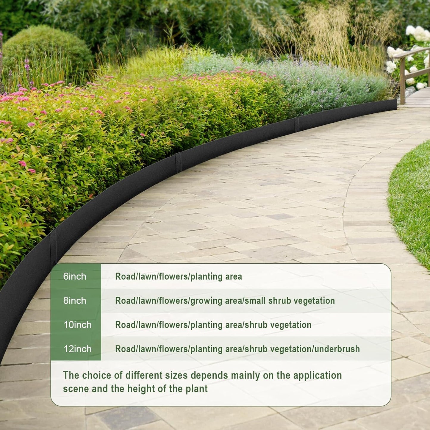 Landscape Edging Kit, 6PCS 40" L x 12.5" H Galvanized Bendable Metal Garden Edging for Lawn Yard, Coated Bendable Metal Strips, No-Dig Hammer-in Edging Border w/Clips(20ft)