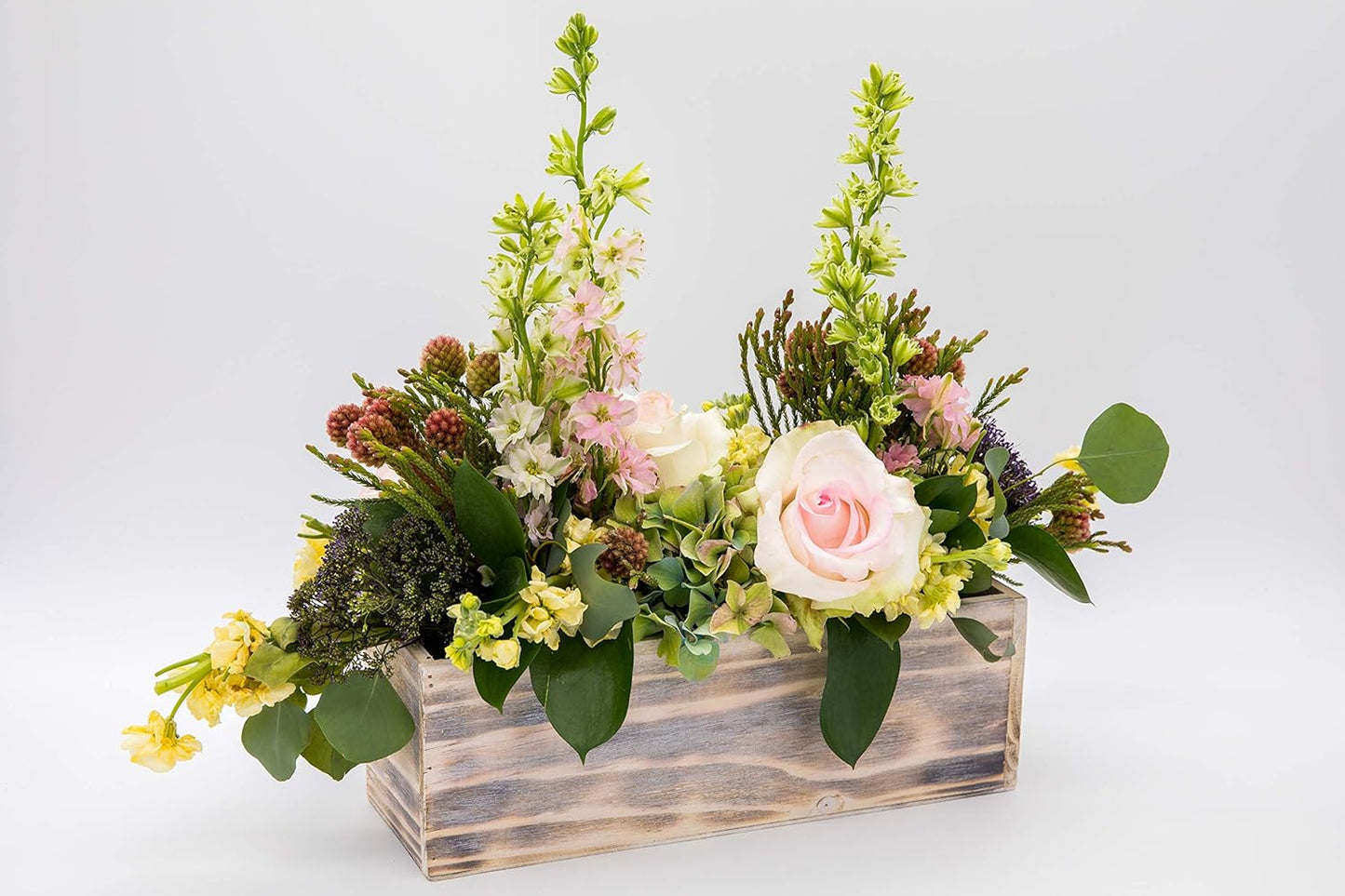 Wooden Planter Box, Whitewash with Plastic Liner l Garden Decor l Restaurant and Wedding Decorations l Wedding Bouquets, Table Centerpiece (12x4 Set of 4, Whitewash)