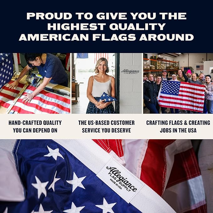 American Flag | American-Sourced Nylon Fabric, Embroidered Stars, Hand-Stitched | Proudly Made in USA (4' x 6')