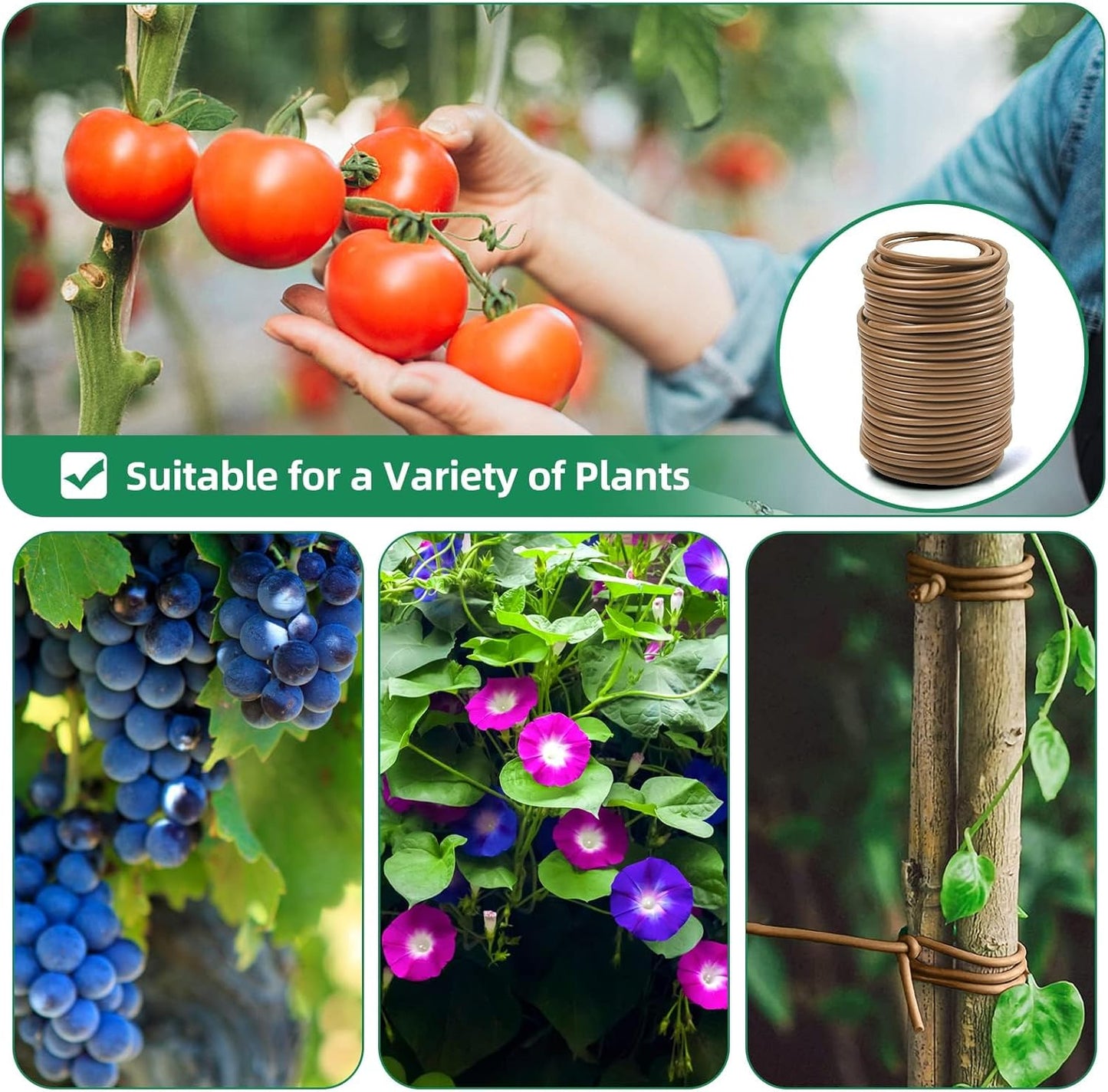 Decoroca Soft Plant Ties for Support - 65.6' Reusable Waterproof Plant Wire, Garden Twist, Office Organization and Decoration Binding(3pcs/Brown)