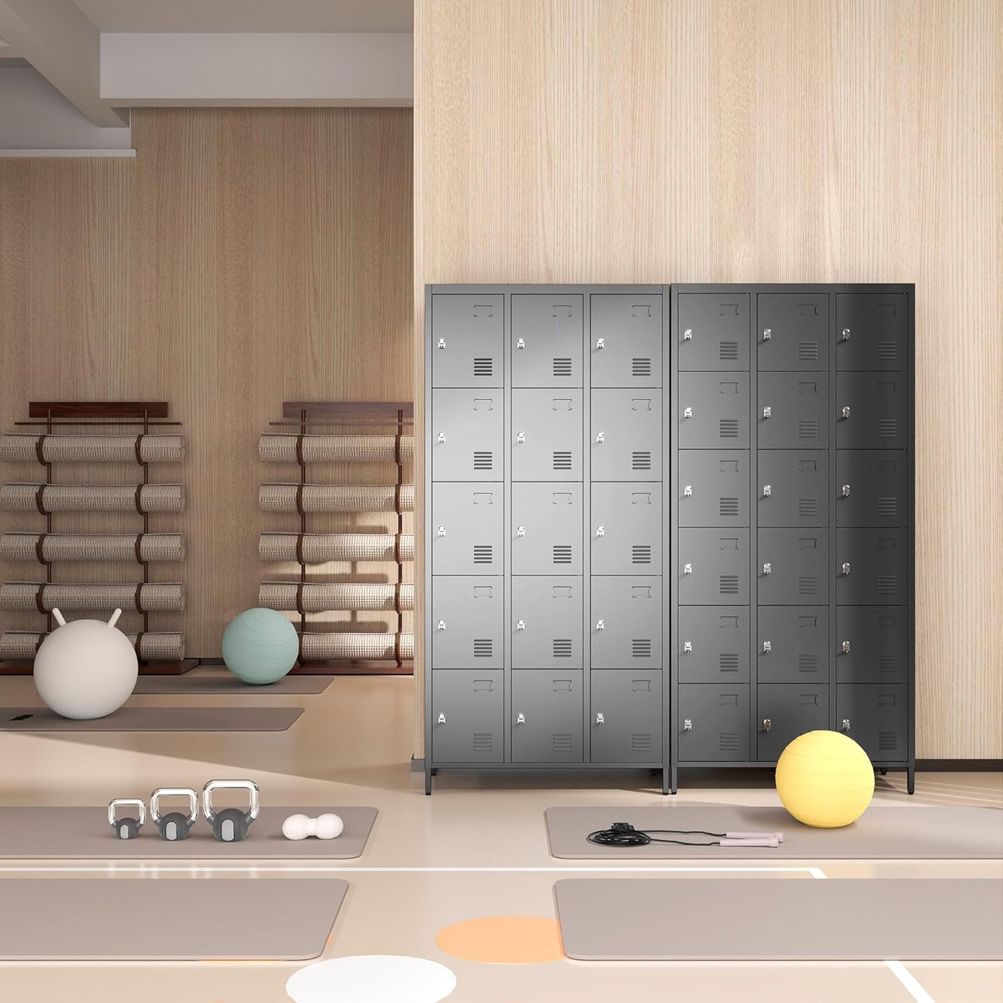 Metal Lockers for Employees, Storage Employee Locker, 72" Storage Lockers with Shelves Steel Cabinet for Home (Black, 15 Door)