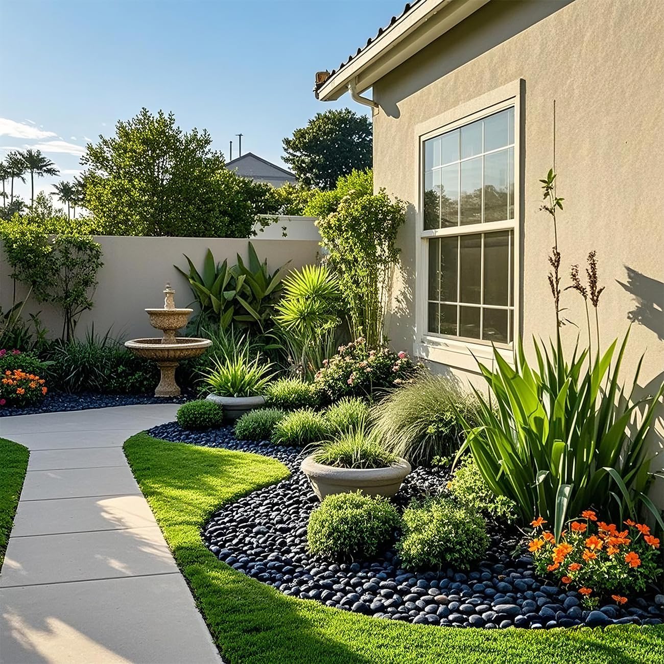 River Rocks 5 Lb, Pebbles for Indoor Plants 0.5"-1.4", Black Rocks for Outdoor Landscaping, Decorative Stones Vase Filler, Fish Tank, Fountain, Succulents, Flower Bed, Black