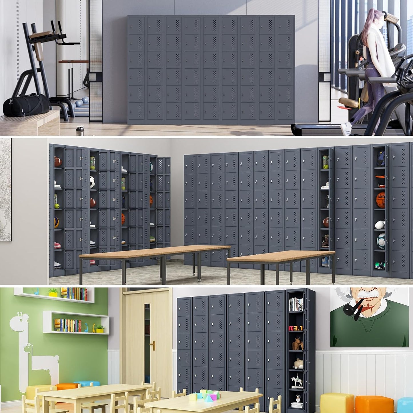 Metal Lockers - 71" Height Steel Lockers for Employees with 6 Door Storage Locker for Employees Gym School Home Office Garage - Assembly Required