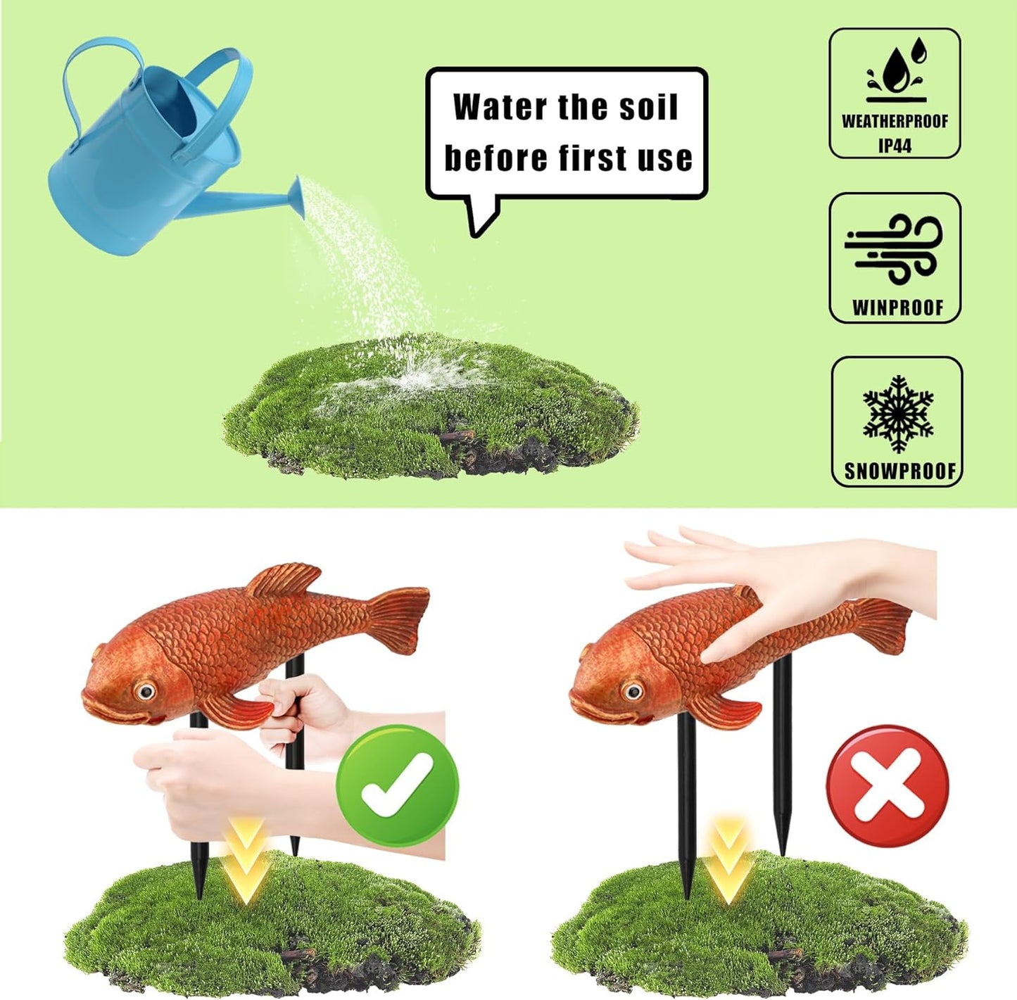 Koi Fish Decor, Set of 2 Antique Koi Garden Statues Art, Pond Accessories, Yard Pond Decor, Large Outdoor Garden Statues Ornaments, Real Fish Sculpture Art (10.8")