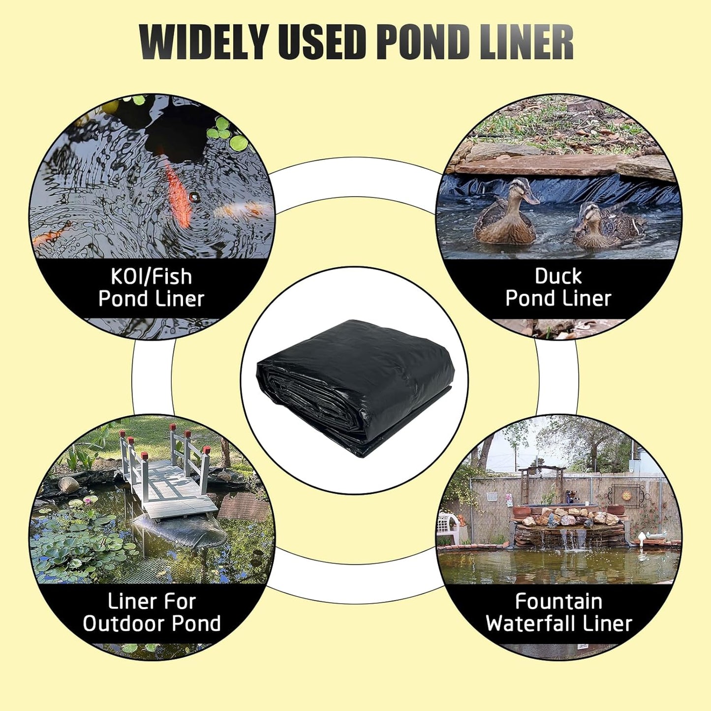 yeezoo 25X30FT Reinforced Large PE Pond Liner, KOI Pond Liners for Outdoor Ponds, Enhanced 5-Layer Structure Pond Liner for Fish, Duck, Garden Raised Bed and Waterscape Pond(0.82oz/sq ft Thickness)