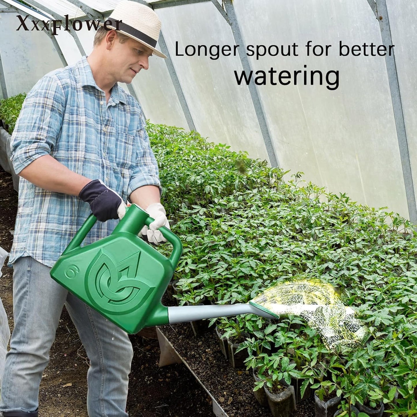 XXXFLOWER 1.5 Gallon Green Watering Can Outdoor Garden Flower Plant, Lightweight 6 L Water Cans with Detachable Nozzle Watering Pot for Office House Garden