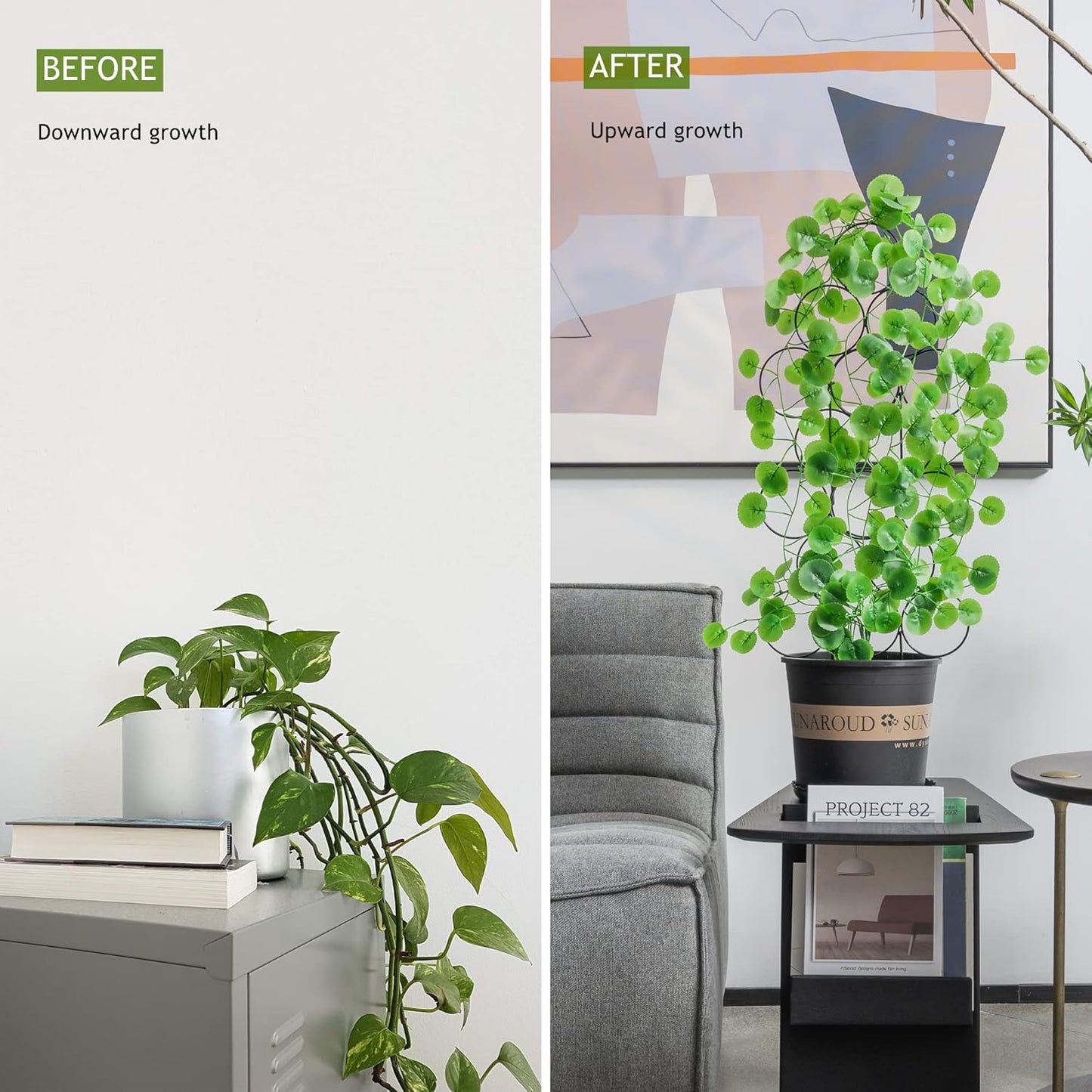 4 Pack Plant Trellis Indoor 15.7 Inch for climbing plants indoor Small Garden Trellis for Potted Plant Support Metal Wire Stackable Trellis Houseplant for Monstera Vines Lvy Pothos Accessorie(4 black)