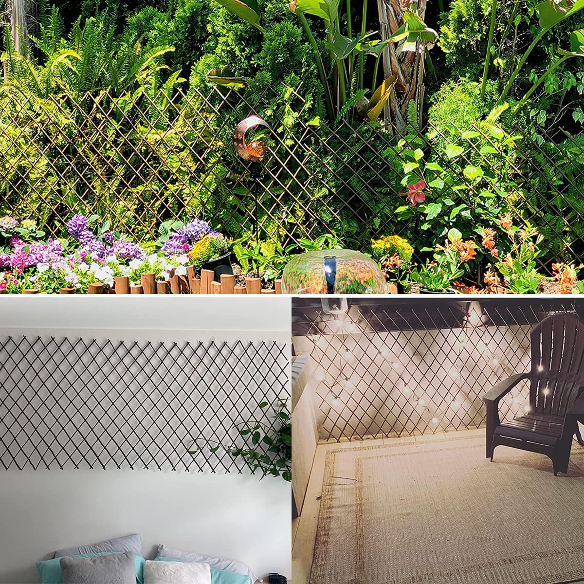 Expandable Willow Trellis for Climbing Plants Outdoors,Nature Garden Fence Lattice Panels for Outside Plant Support for Vine, Ivy, Rose, Cucumbers, Clematis 36x92 Inch(4PC)