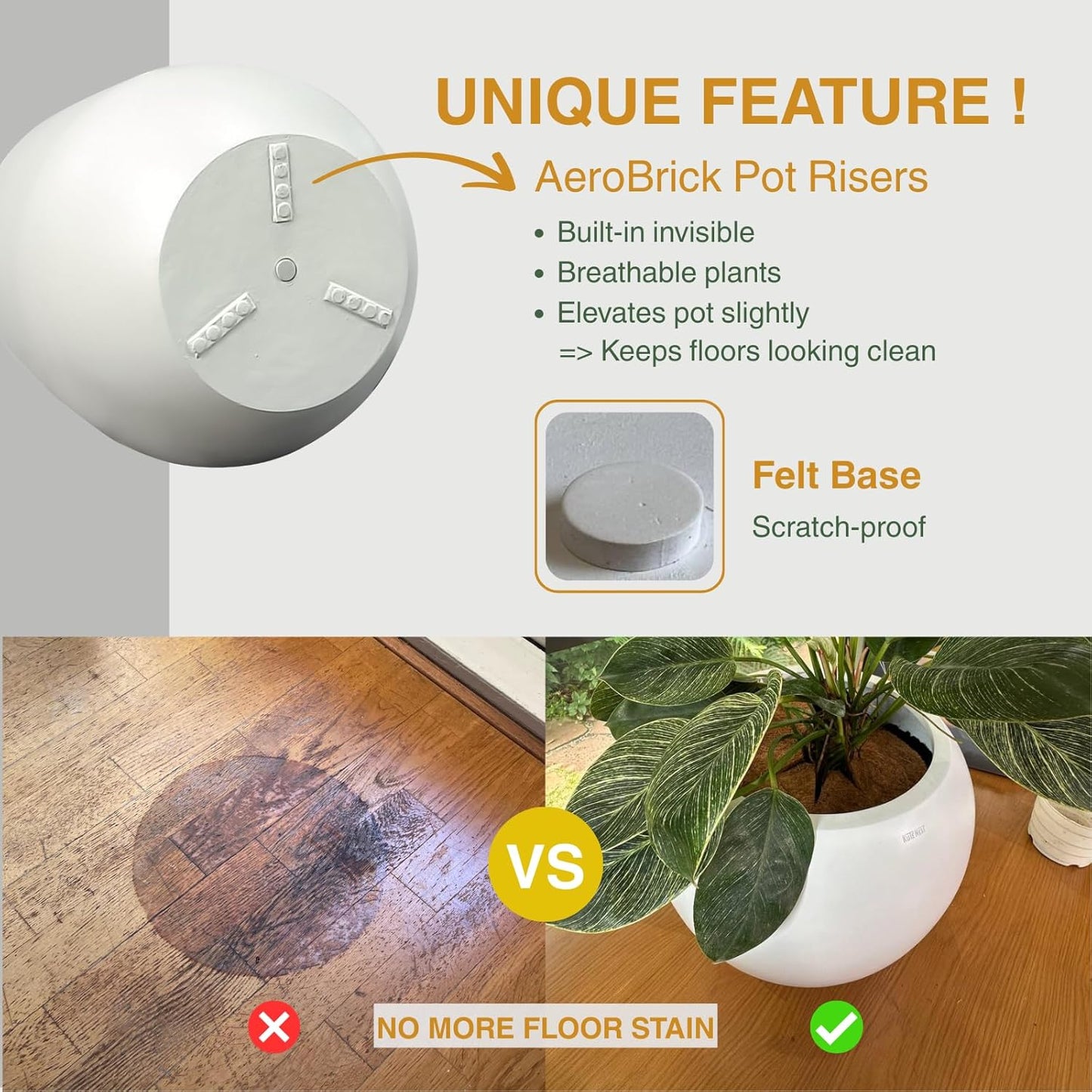 21" H x 19" D Corso Fiberstone Round Tapered Planter with Drainage Hole, Smooth Finishes, Weather Resistant for Indoor and Outdoor Use (Kilim Beige, 15" Pot Opening)