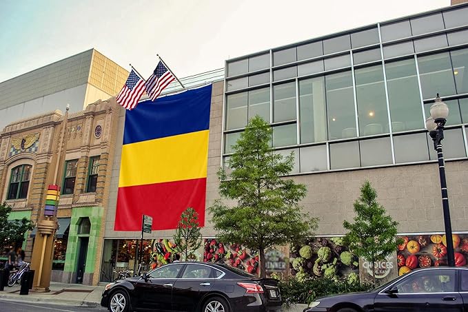 Romania Extra Large Flag 10x15FT Giant Romanian National Polyester Banner With 5 Grommets Fade Resistant Vivid Color For Patriotic Festival Events Party Decoration(Romania, 10x15FT)