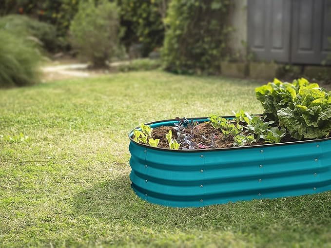 Galvanized Raised Garden Beds Outdoor // 4×2×1 ft (2-Pack) Planter Raised Beds for Gardening, Vegetables, Flowers (Turquoise) // Large Metal Garden Box