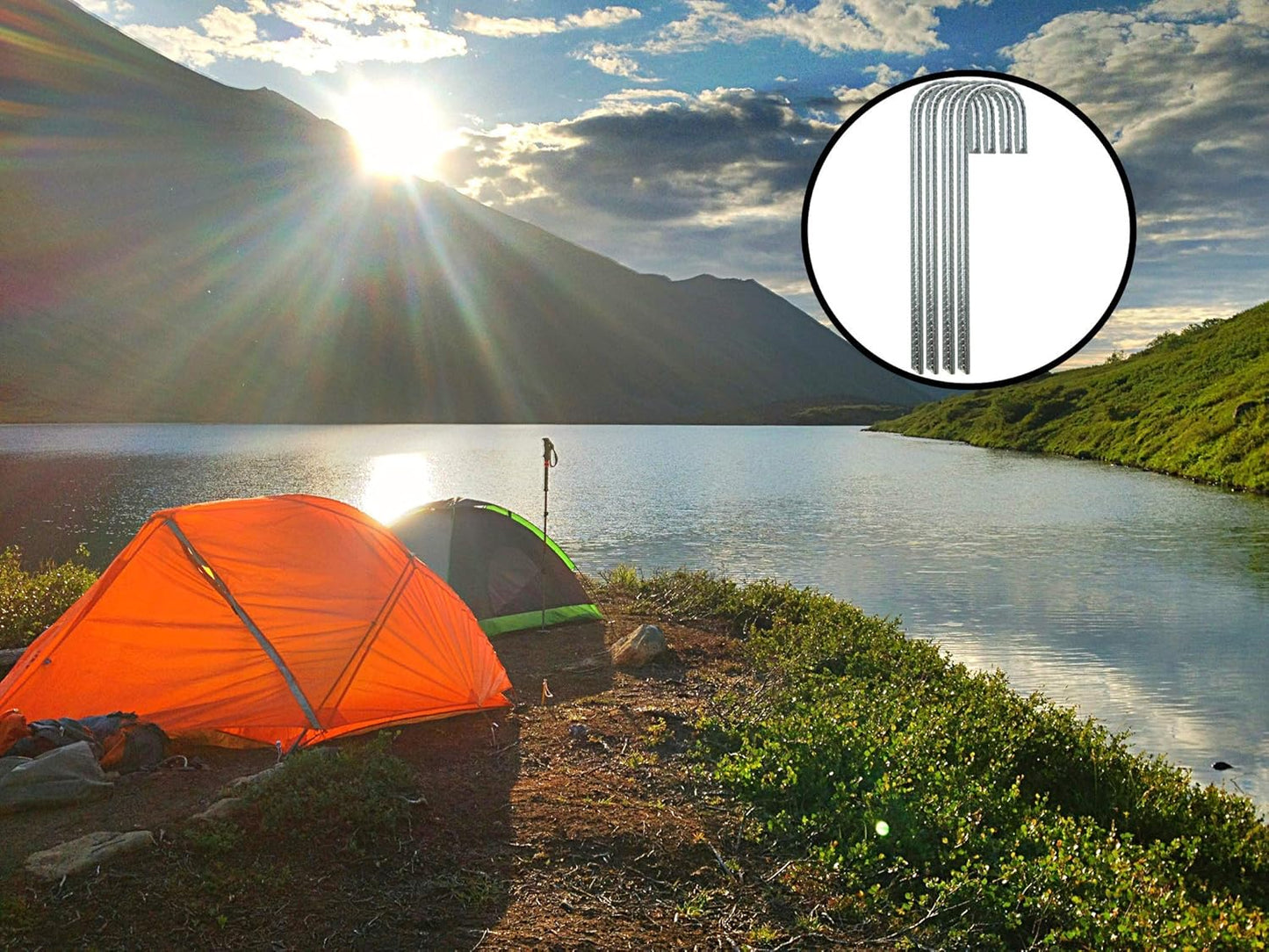 Ashman Rebar Stake Anchor 12 Inches Long (8 Pack), Ideal for Securing Animals, Tents, Canopies, Sheds, Car Ports, Swing Sets. Rust-Resistant and Made of Solid Premium Galvanized/zinc-Coated Metal.