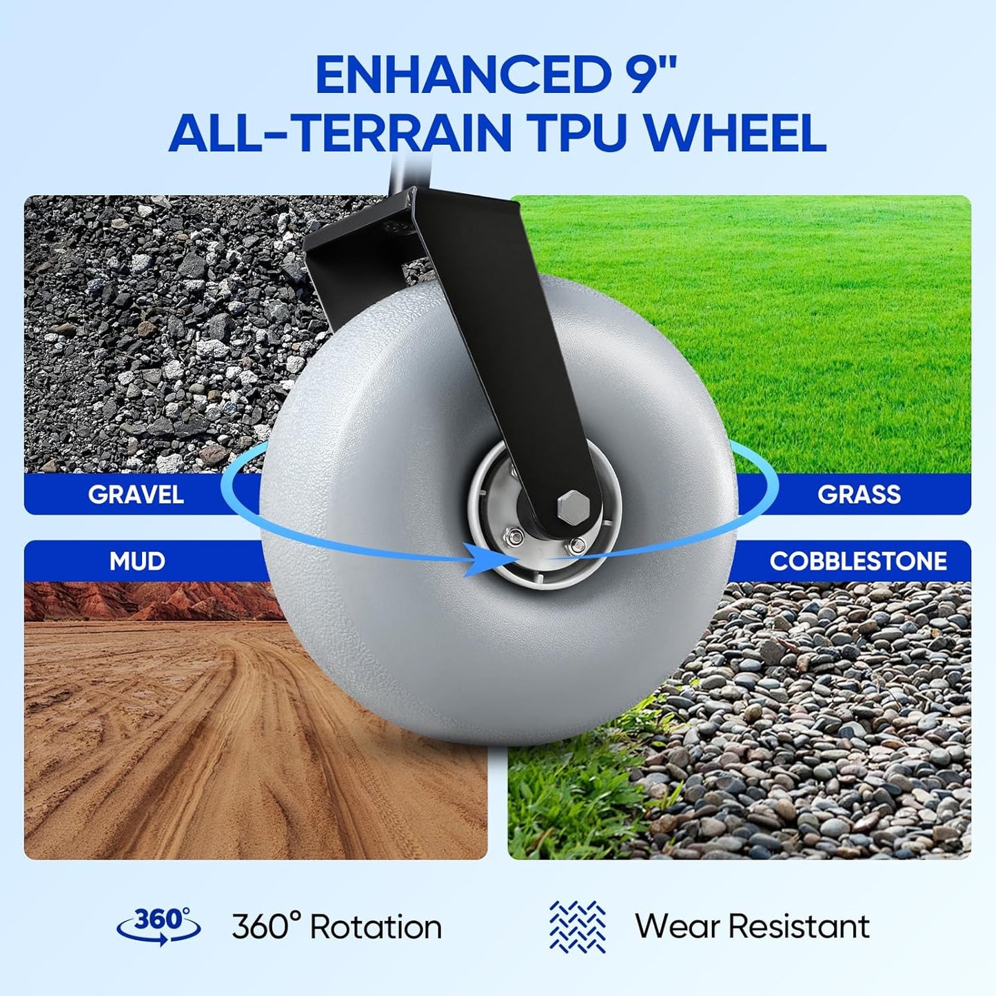 Beach Wagon with Big Wheels for Sand, 9" All-Terrain Balloon Wheels, Heavy Duty Folding Beach Cart 450lb Load, 260L Large Capacity Utility Wagon for Outdoor Sports (Dark Blue)