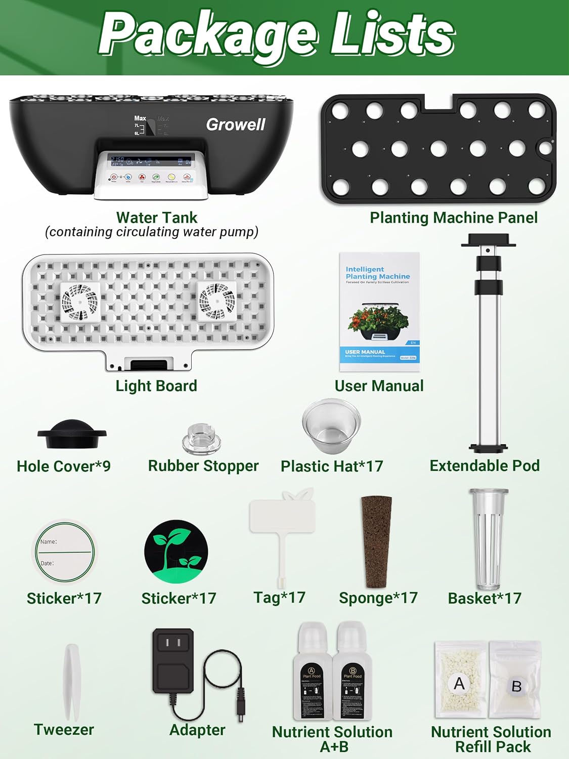 Hydroponics Growing System Kit, 17 Pods Herb Garden with 102 28W Full-Spectrum Grow Lights & 2 Fans, Indoor Garden with Water Pump, 10L Water Tank, Auto Timer, Height Adjustable (White & Grey)