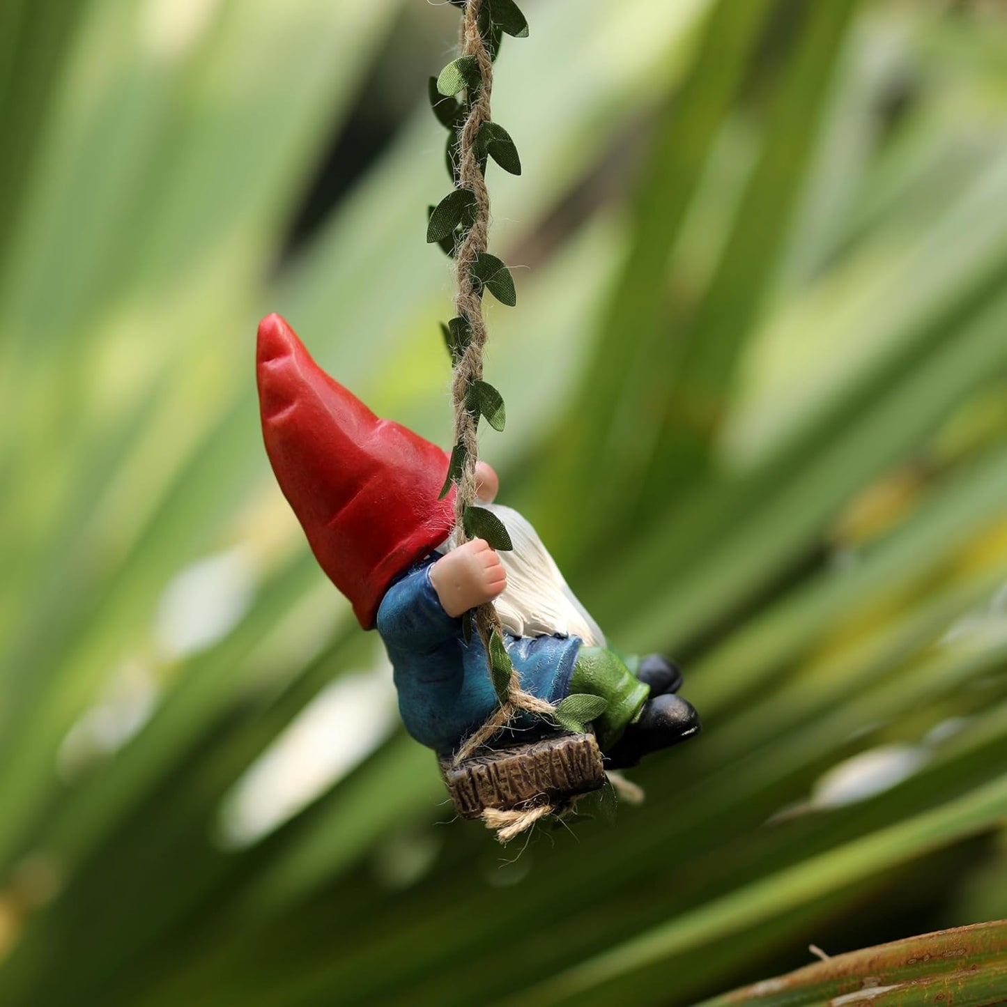 Garden Gnome on Swing Statue Decoration Figurine Ornament for Indoor Outdoor Home Patio Yard Lawn,Gift for Mom