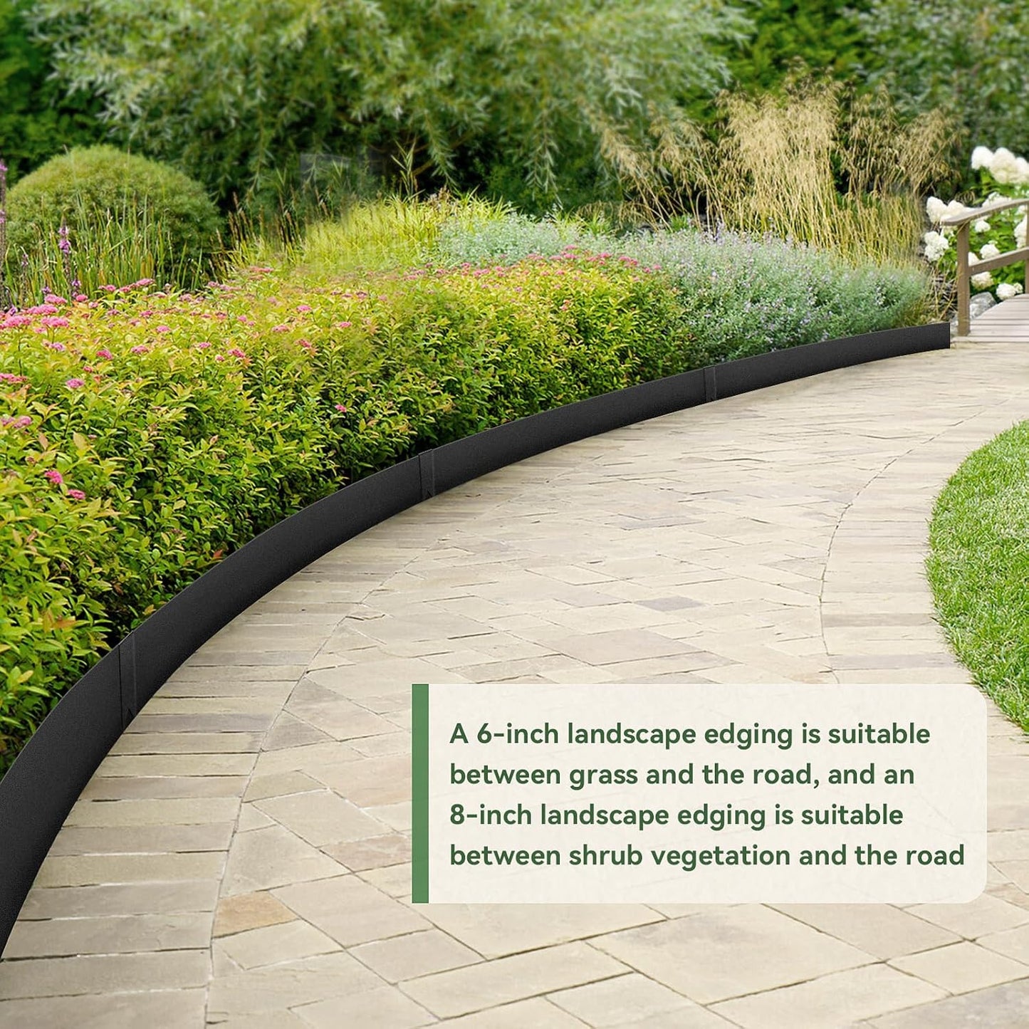 Landscape Edging Kit - 40" L x 6" H Each (20ft Total) Galvanized Bendable Metal Garden Edging for Lawn Yard- No-Dig Hammer-in Heavy Duty Metal Edging Border with 6 Clips