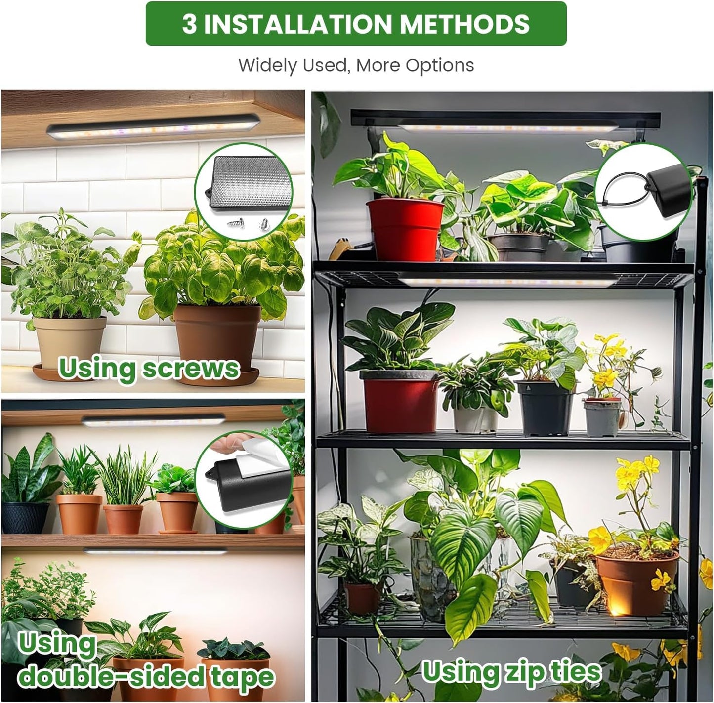 Wolezek Grow Light Strips for Indoor Plants, 420 LEDs Full Spectrum Plant Light for Indoor Growing with Upgared 4/8/12/16H Auto Timer, Grow Lamp Bar for Seedling Succulent, 13.8 Inches, 4 Pack